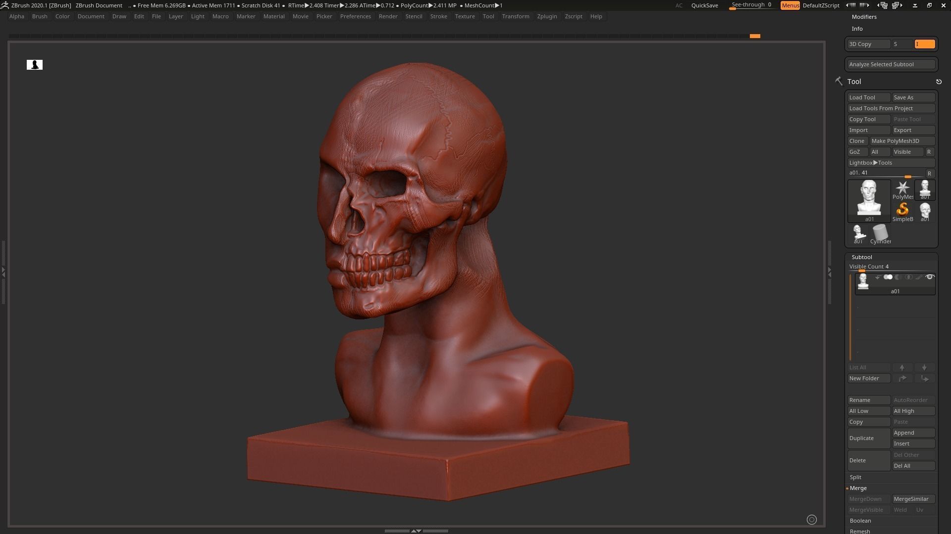 Half face half skull 3d print model 3D print model_2