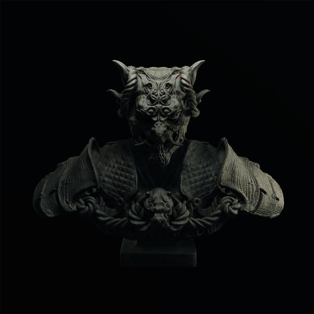 Demon Samurai Statue 3D model_3