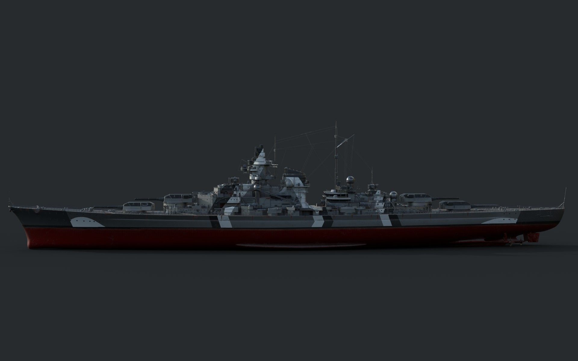 Bismark Battleship PBR 3D model_3