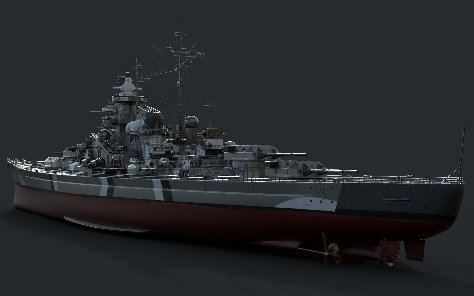 Bismark Battleship PBR 3D model_6