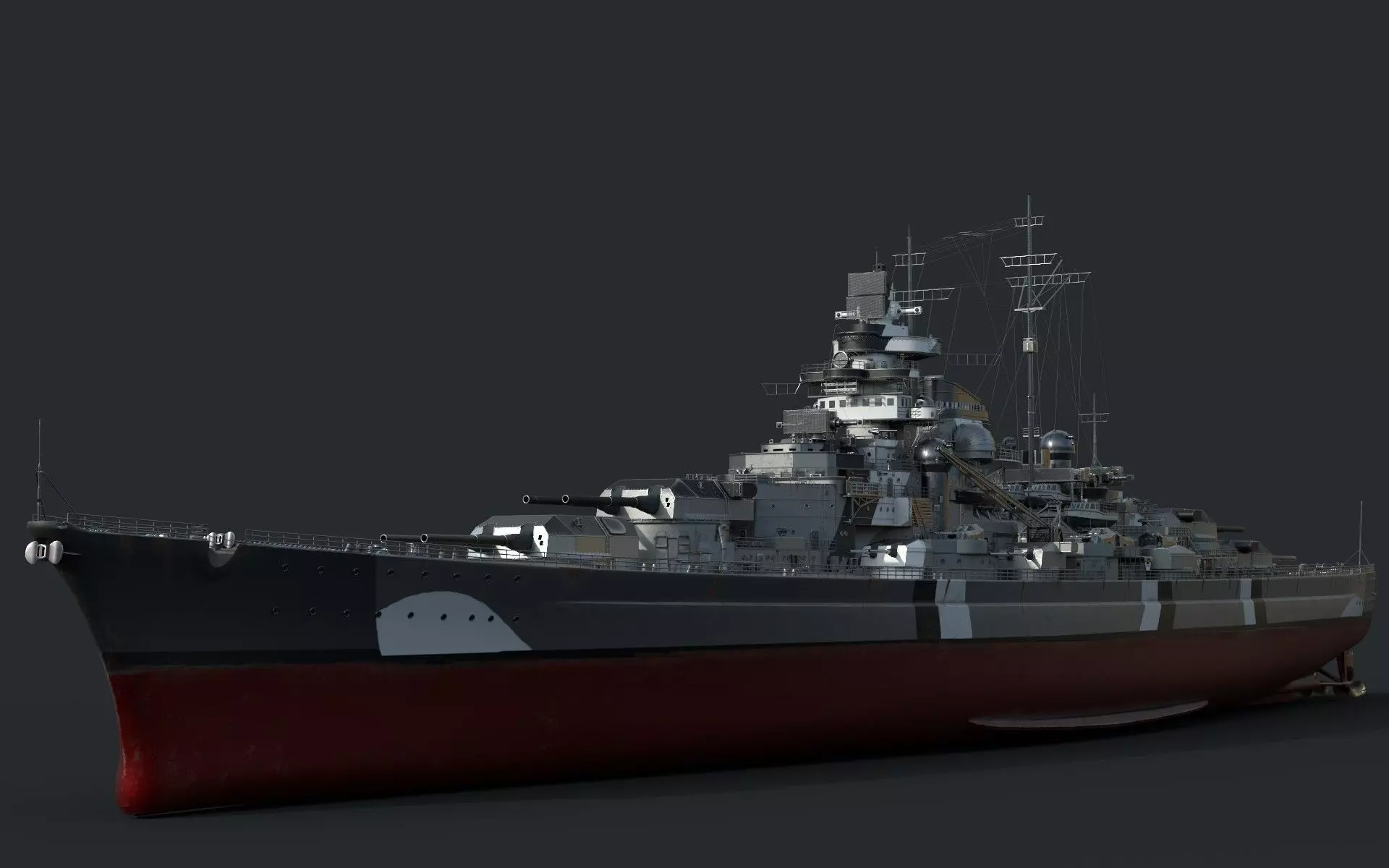 Bismark Battleship PBR 3D model_0
