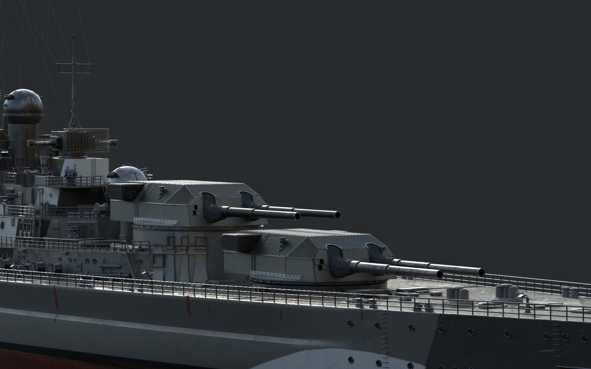 Bismark Battleship PBR 3D model_17