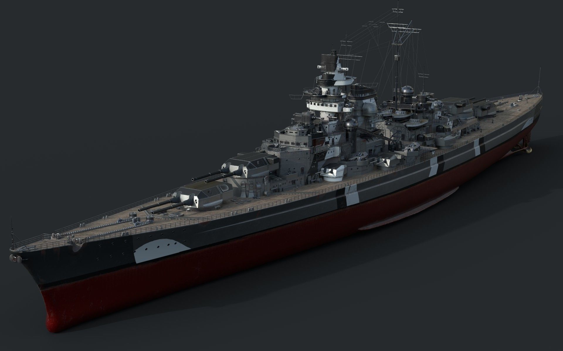 Bismark Battleship PBR 3D model_2