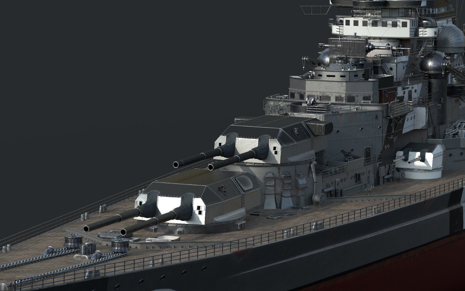 Bismark Battleship PBR 3D model_14