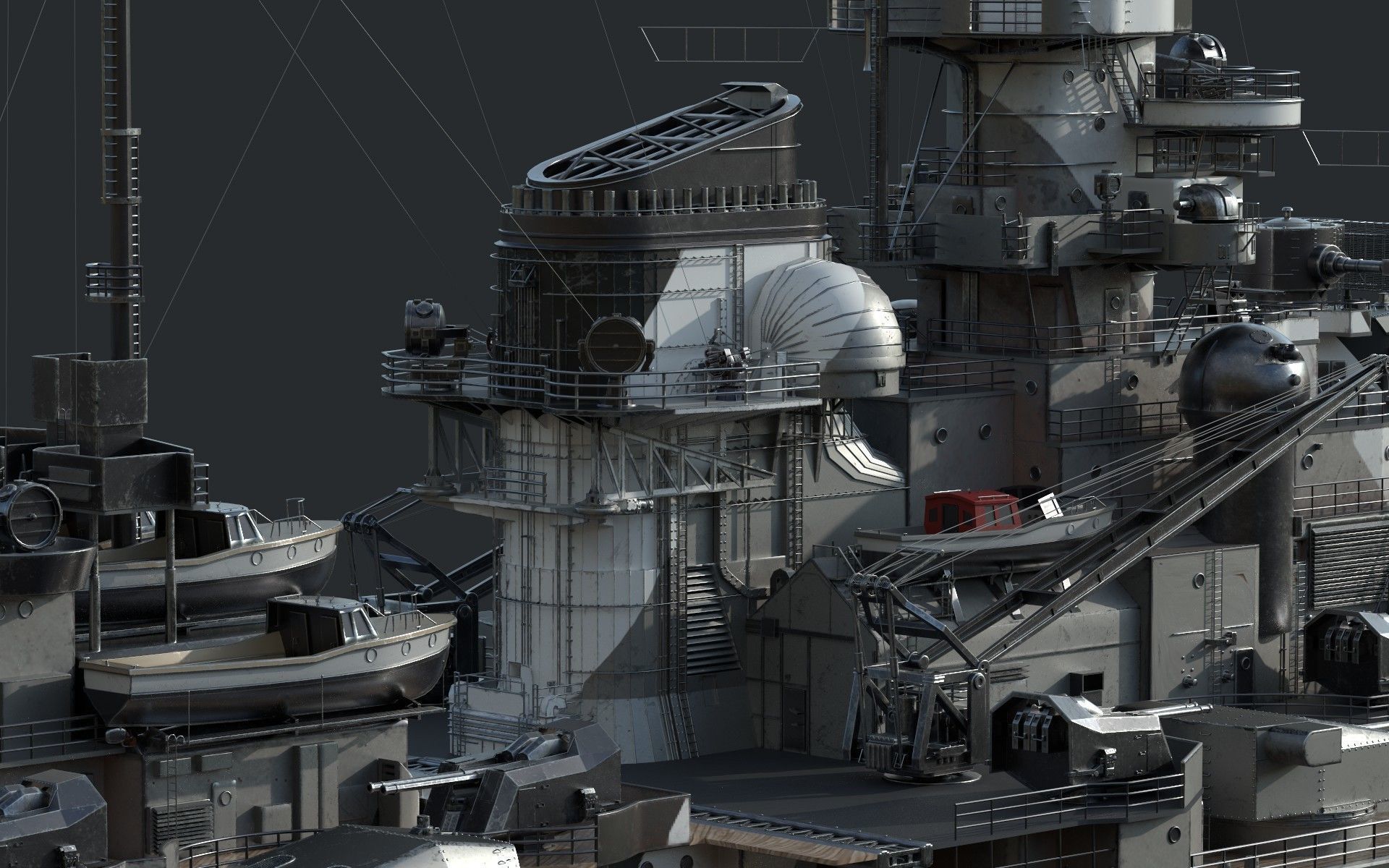 Bismark Battleship PBR 3D model_21