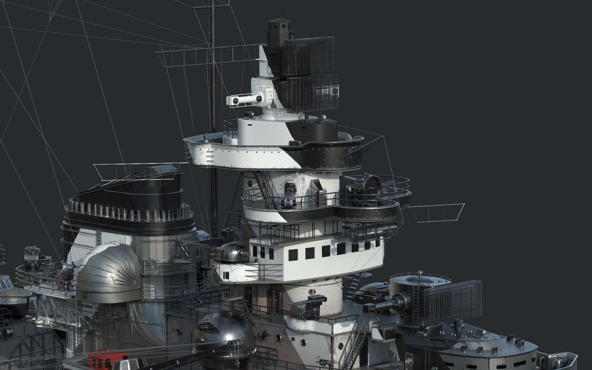 Bismark Battleship PBR 3D model_19