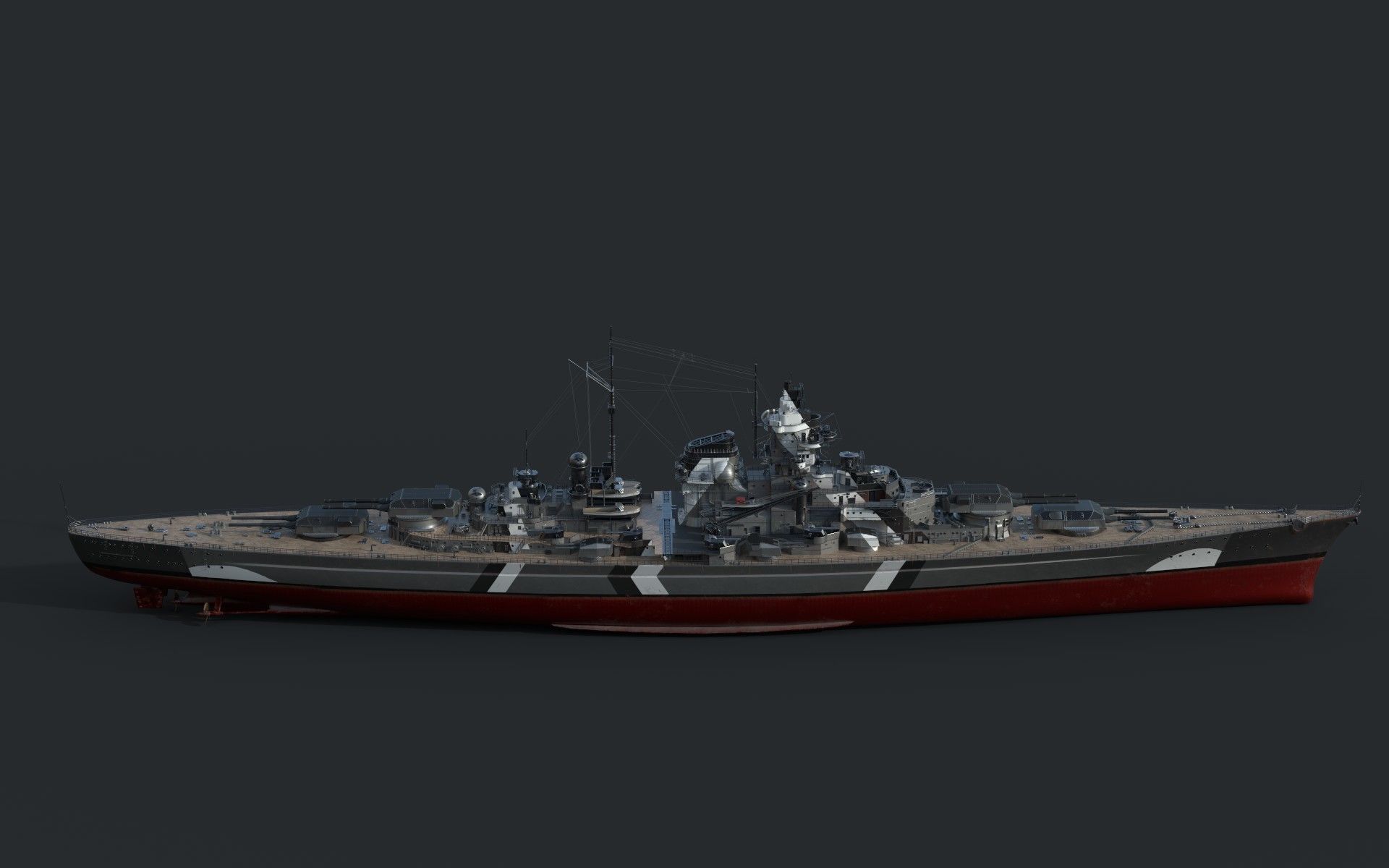 Bismark Battleship PBR 3D model_10