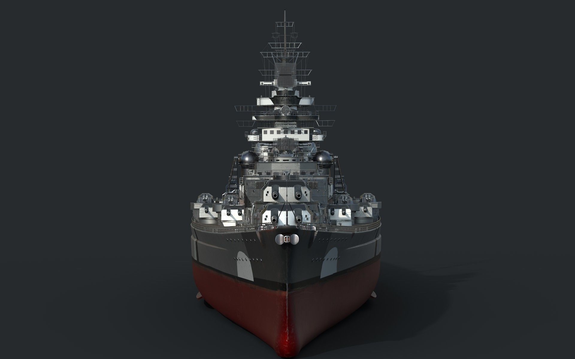 Bismark Battleship PBR 3D model_13