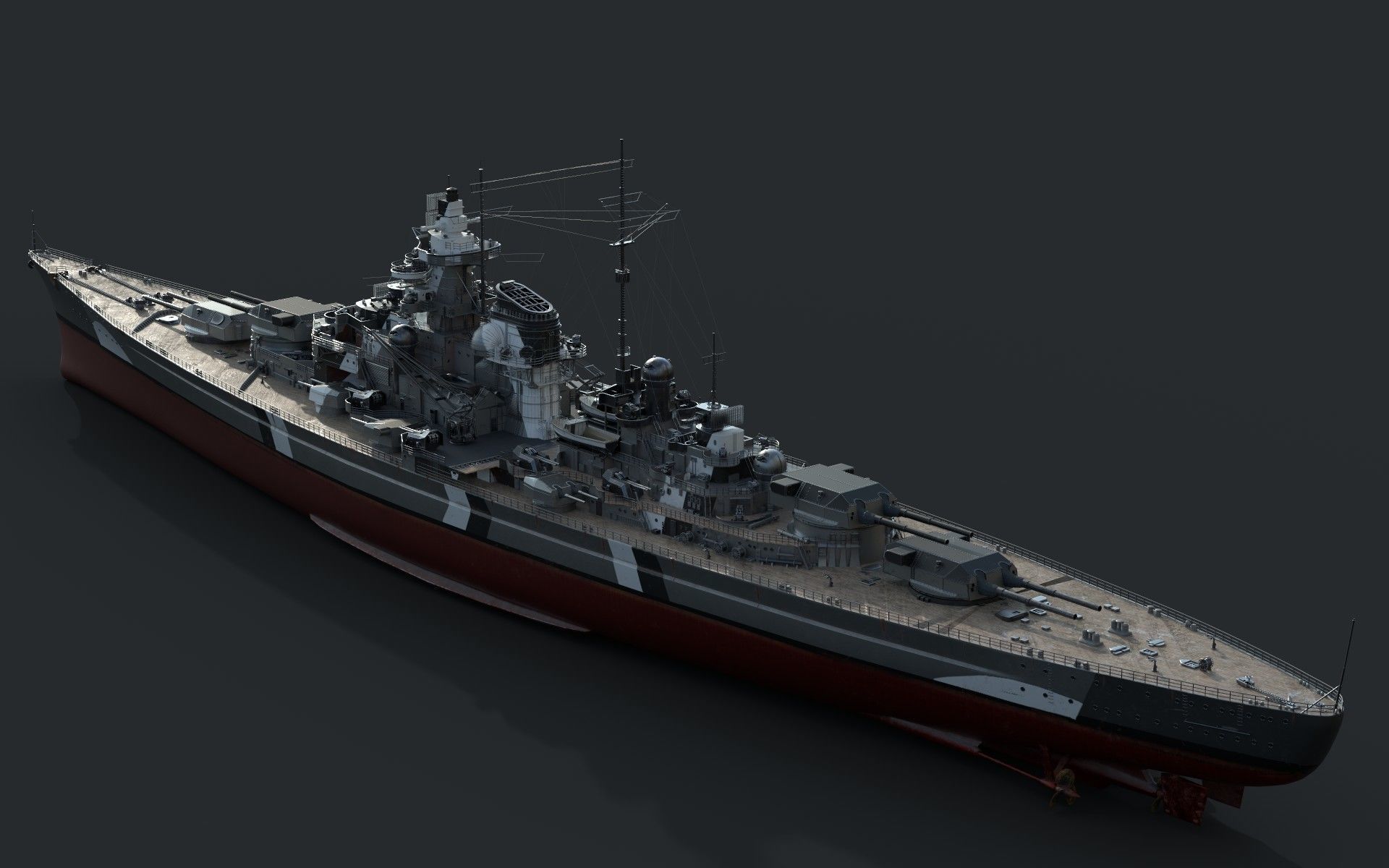 Bismark Battleship PBR 3D model_5