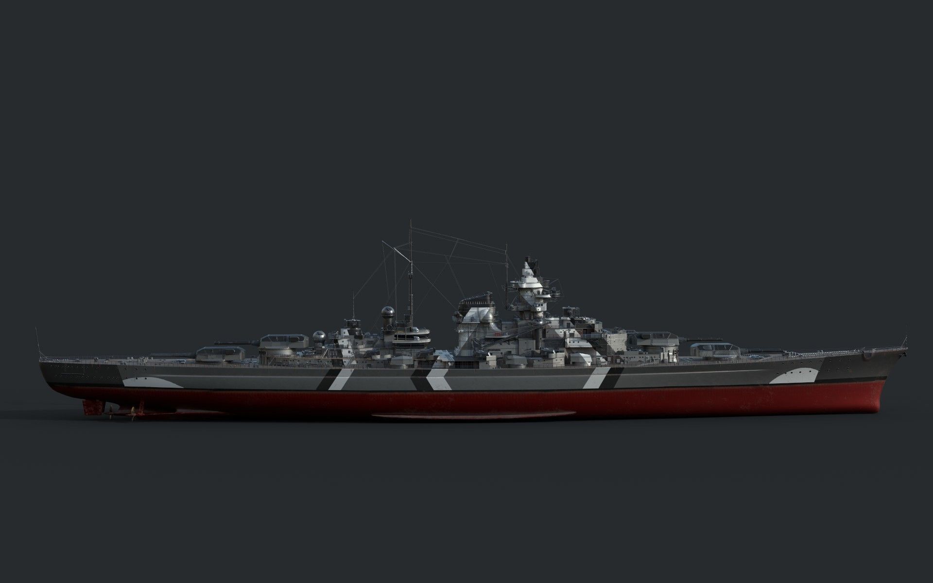 Bismark Battleship PBR 3D model_9