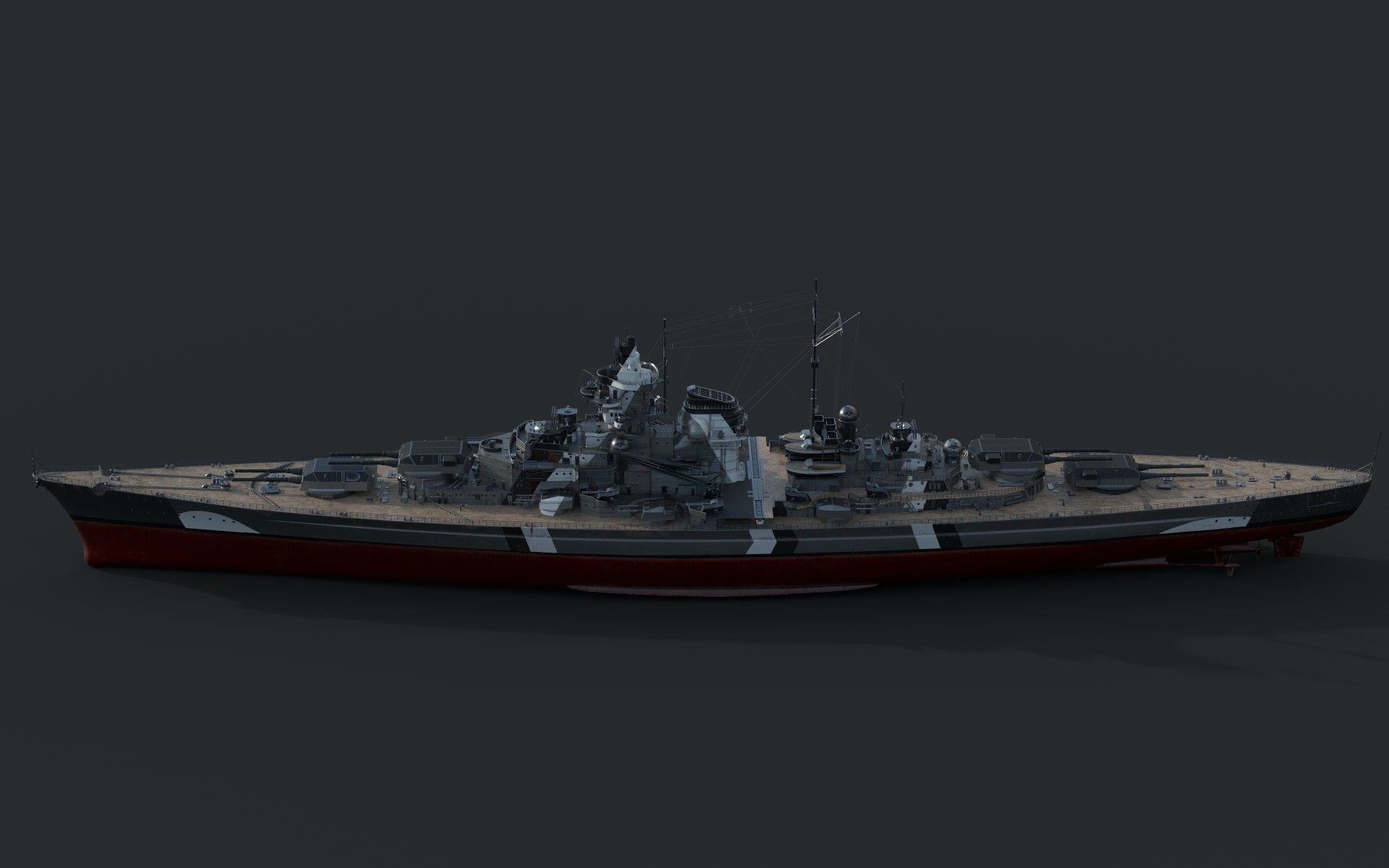 Bismark Battleship PBR 3D model_4