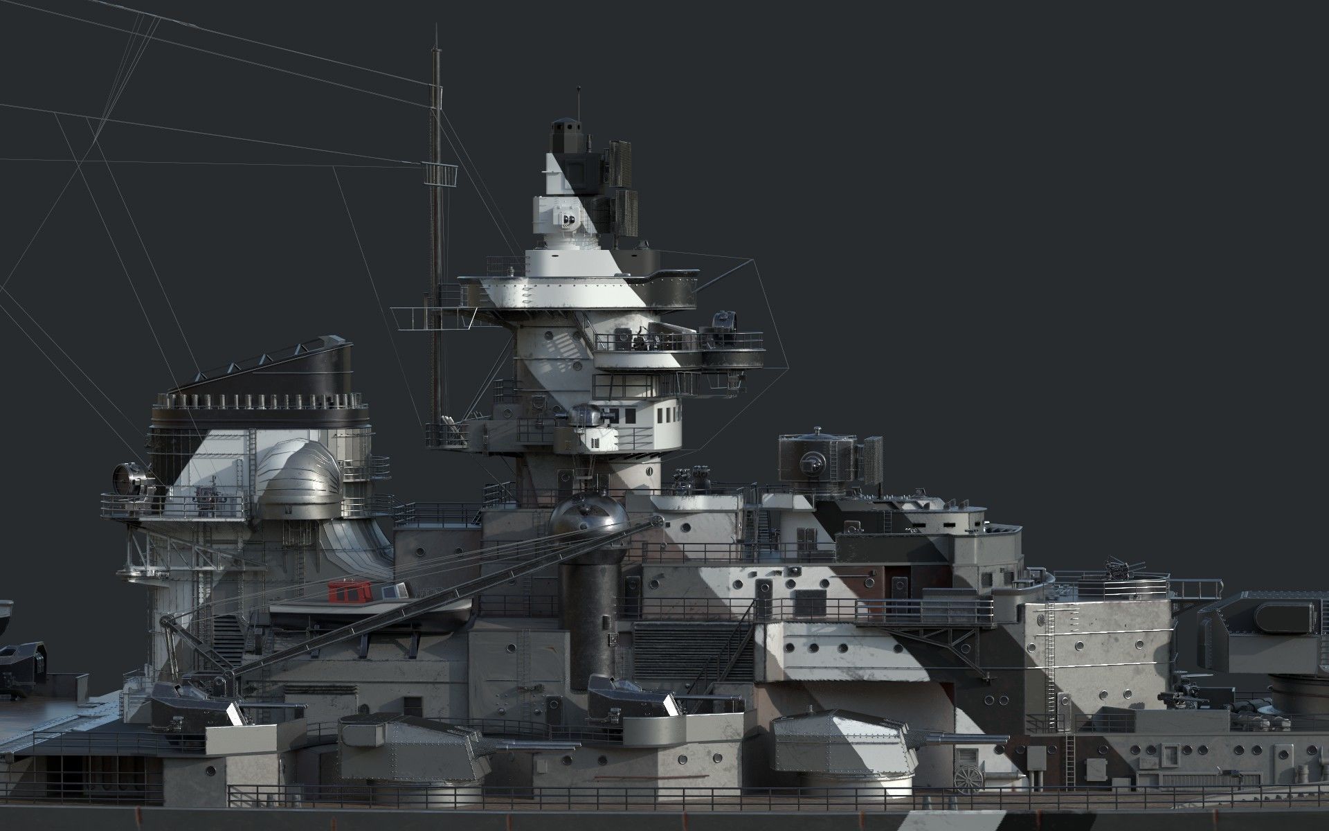 Bismark Battleship PBR 3D model_20