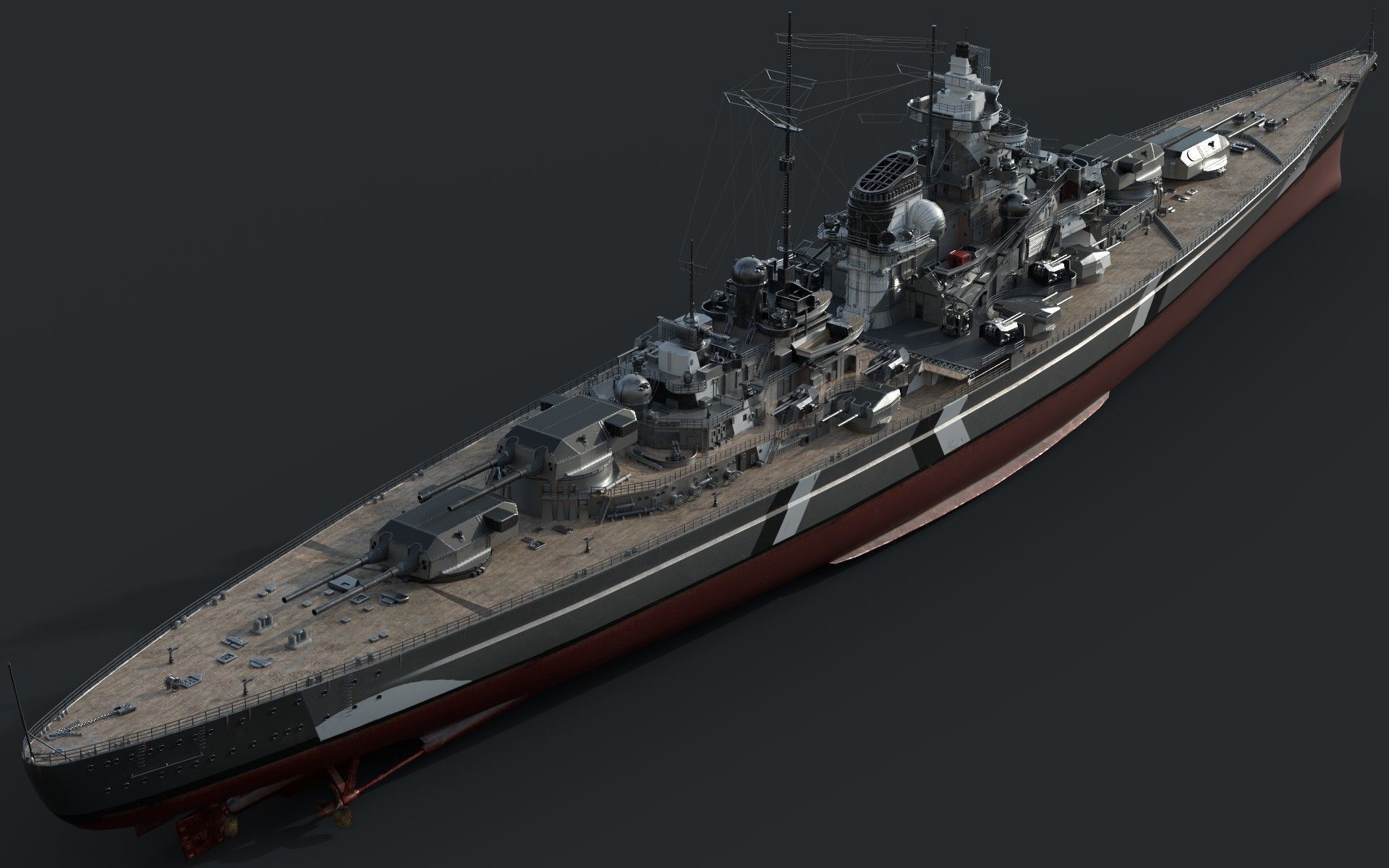 Bismark Battleship PBR 3D model_8