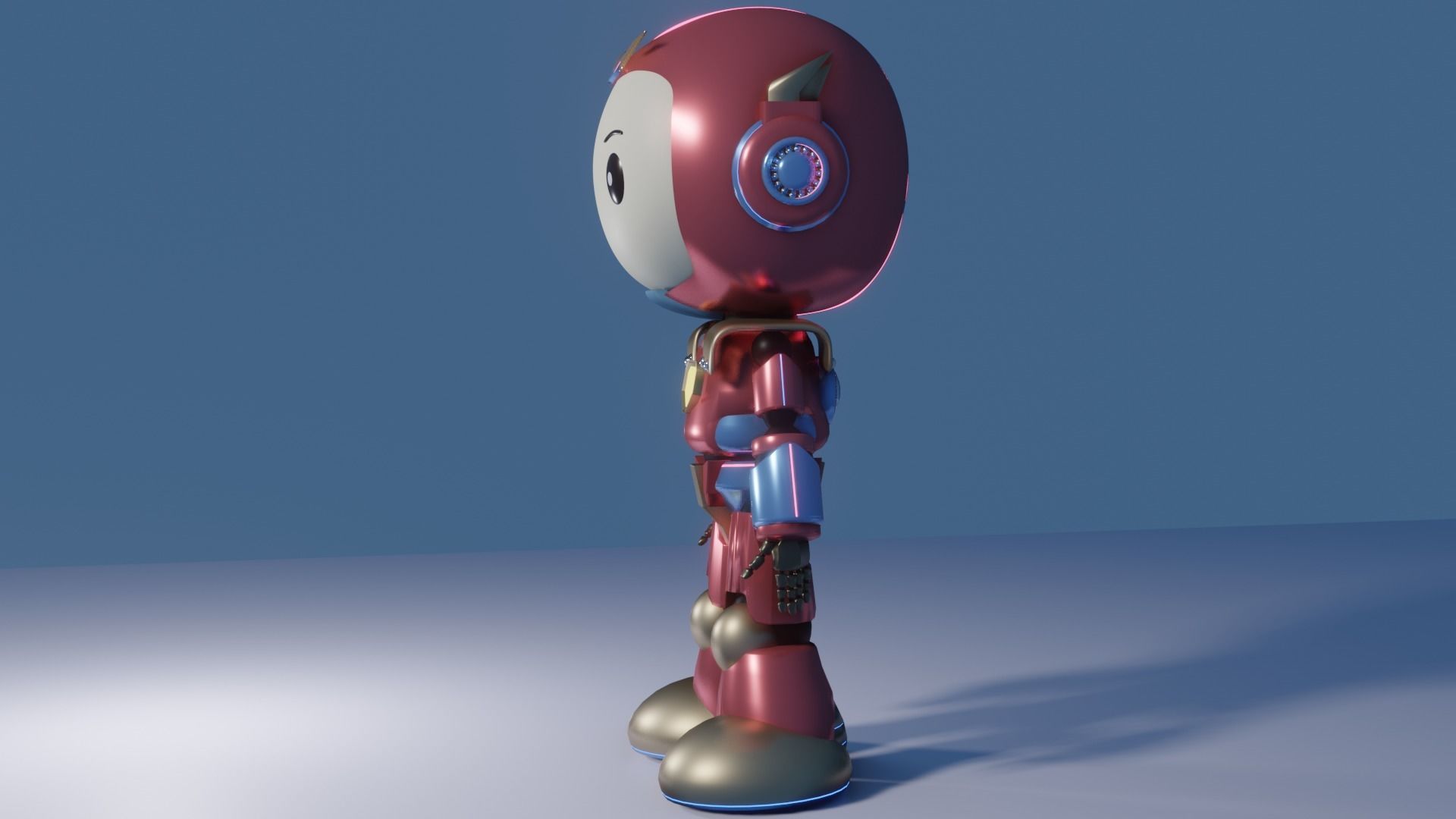 Cute Cartoon Robot 3D Character Animation Low-poly 3D model_8