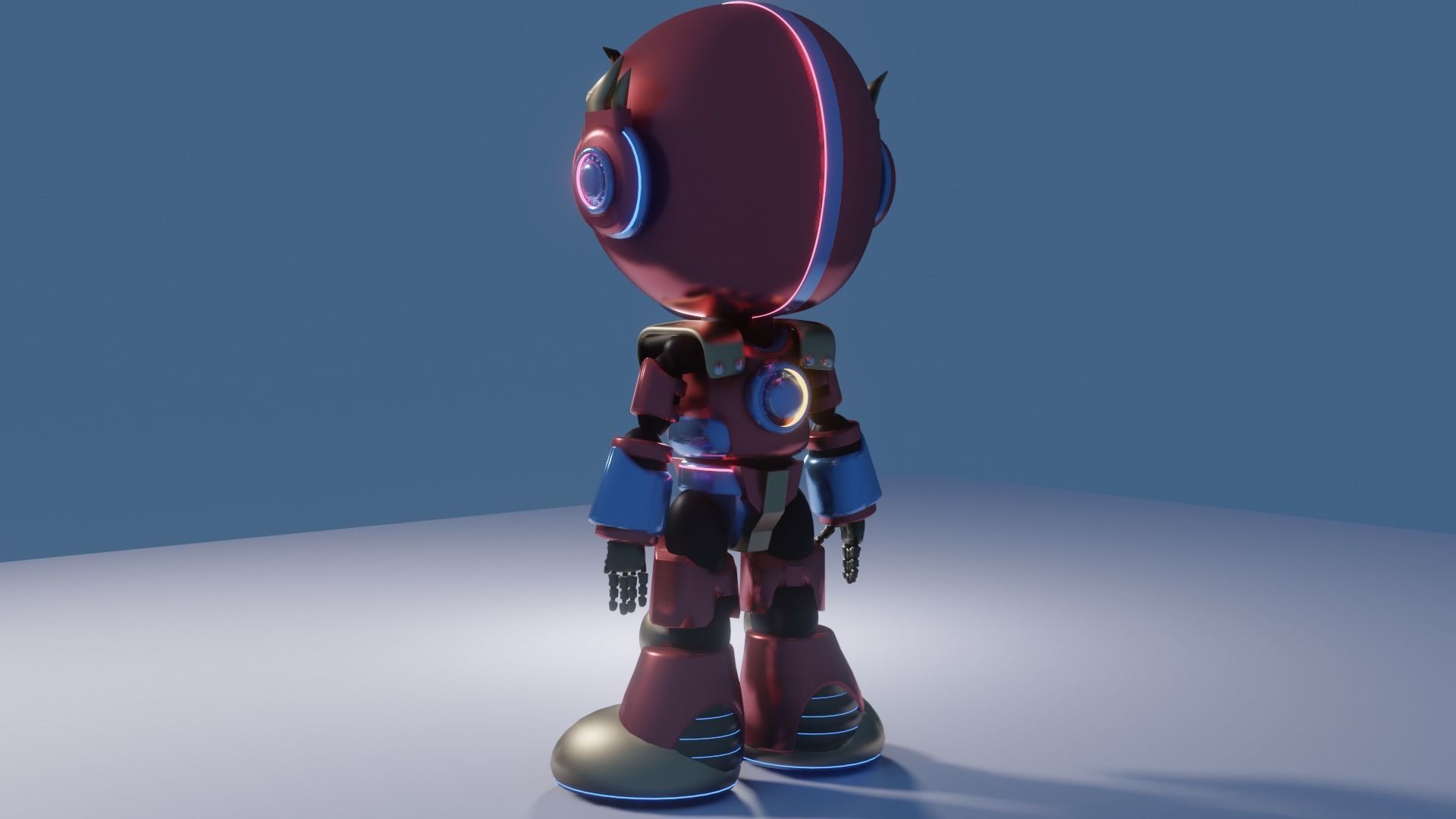 Cute Cartoon Robot 3D Character Animation Low-poly 3D model_9