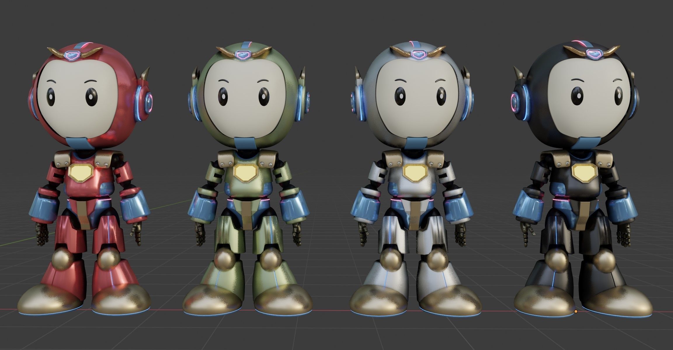 Cute Cartoon Robot 3D Character Animation Low-poly 3D model_3