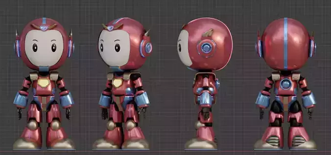 Cute Cartoon Robot 3D Character Animation Low-poly 3D model
