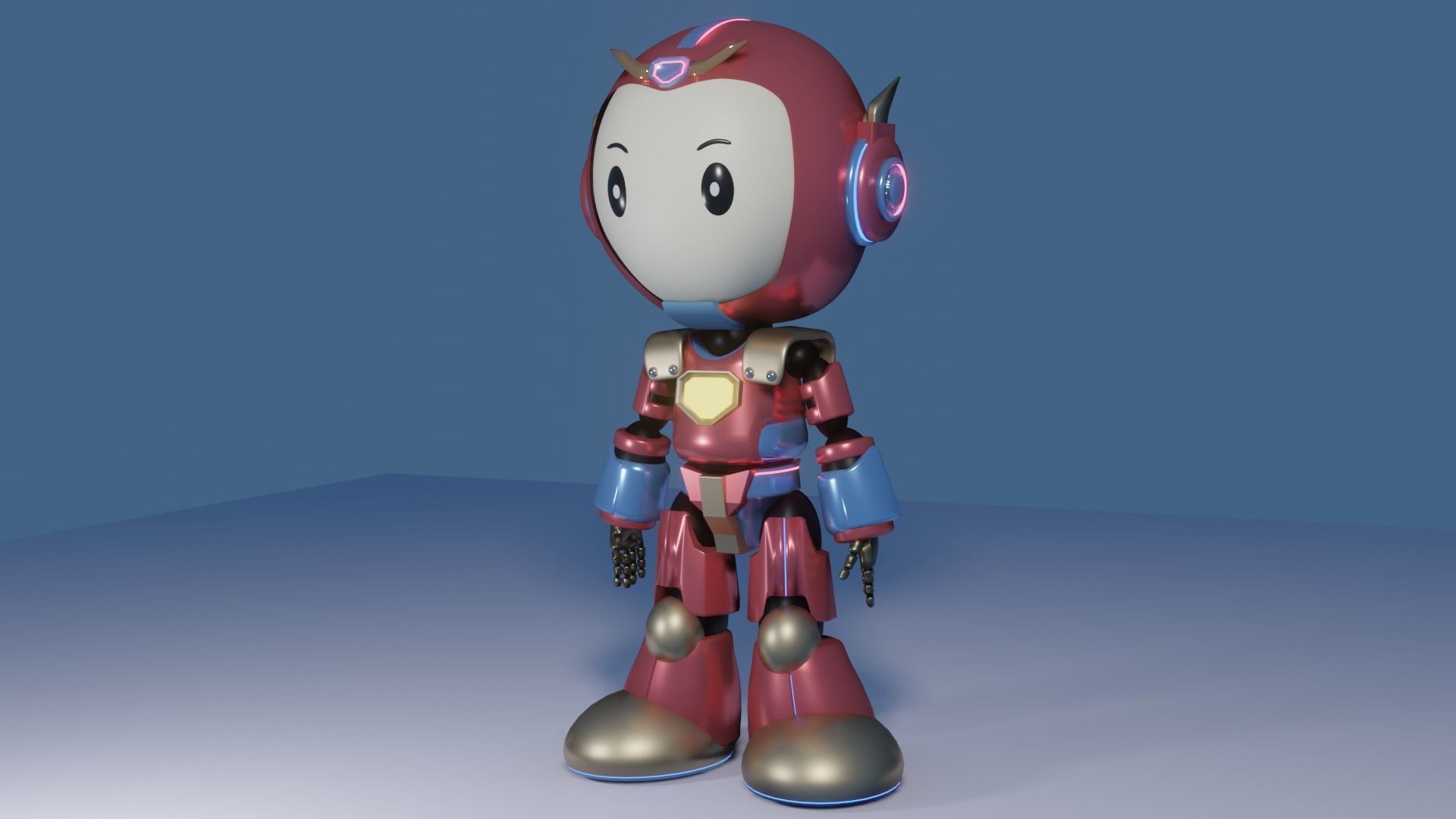 Cute Cartoon Robot 3D Character Animation Low-poly 3D model_7