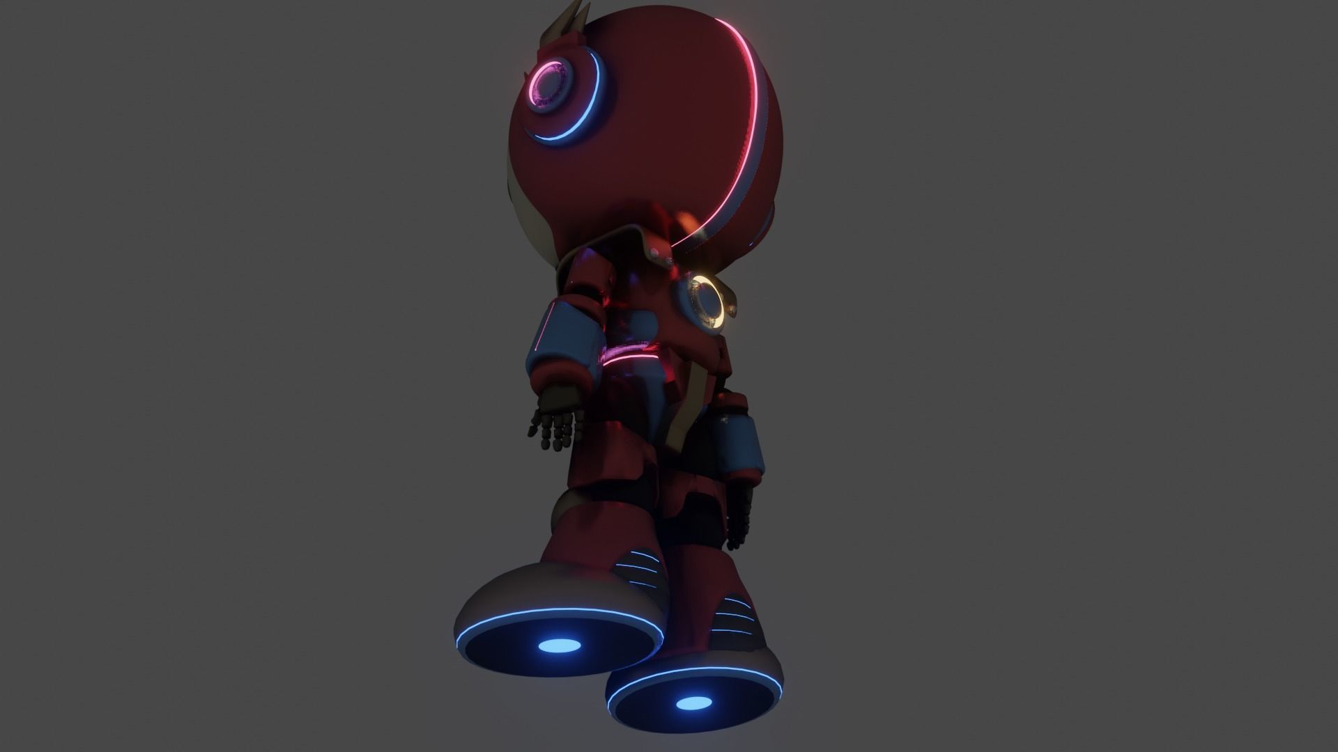 Cute Cartoon Robot 3D Character Animation Low-poly 3D model_6