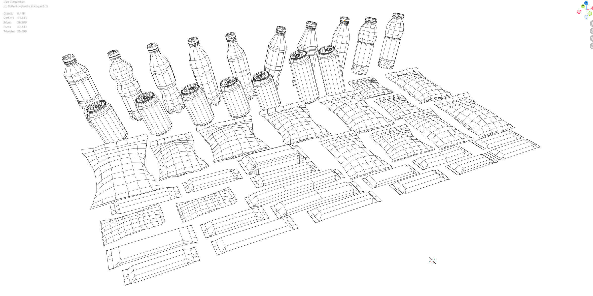 Set of drinks and snacks and chocolate bars Low-poly 3D model_16