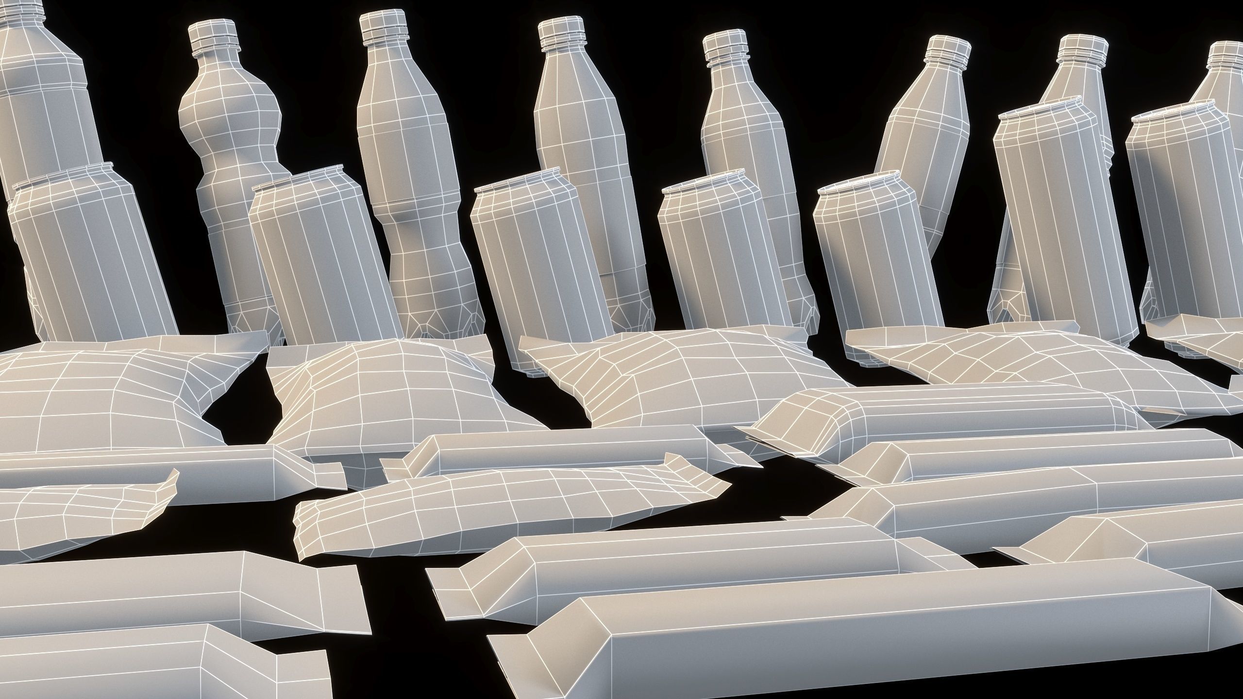 Set of drinks and snacks and chocolate bars Low-poly 3D model_19