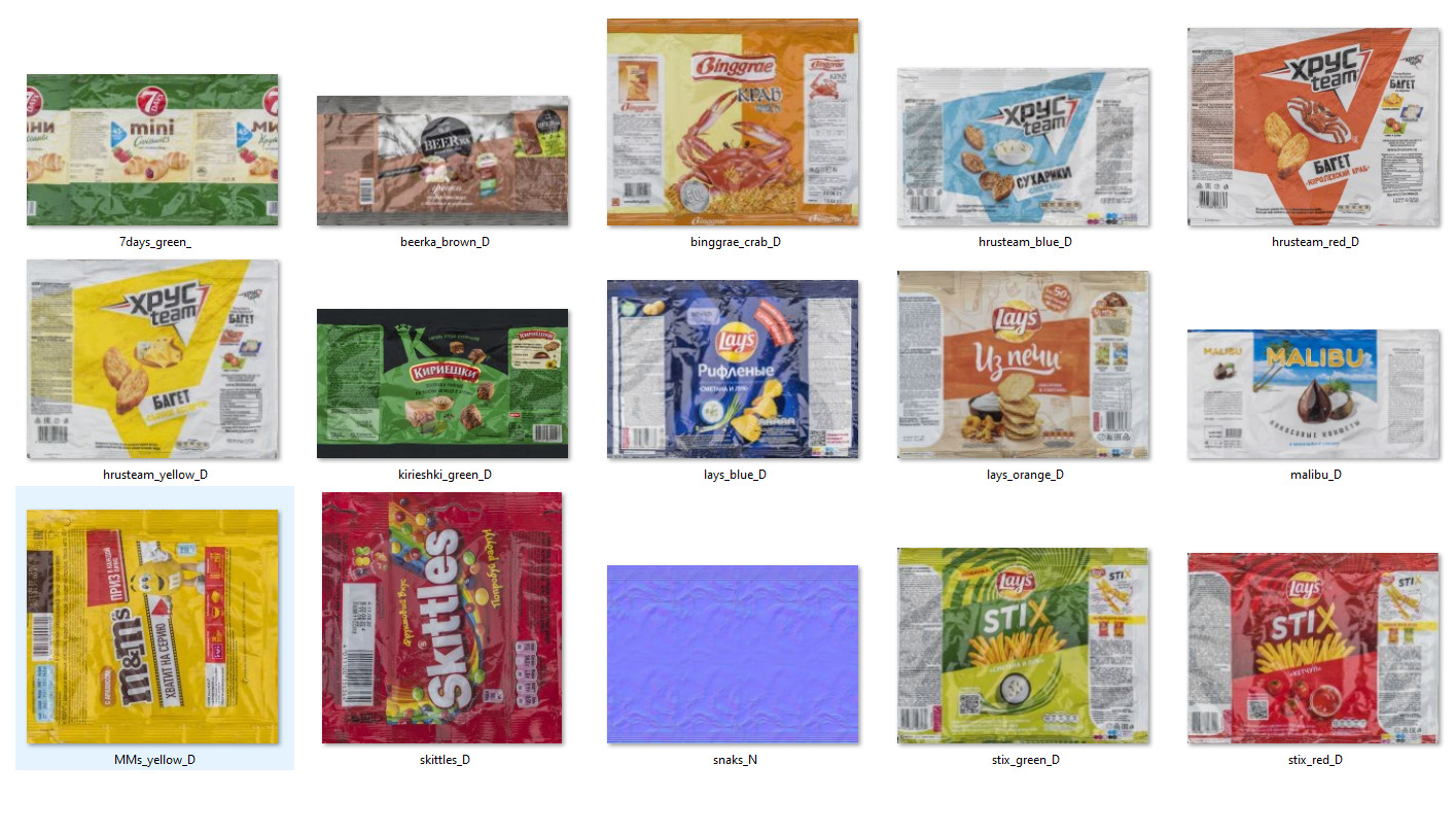 Set of drinks and snacks and chocolate bars Low-poly 3D model_21