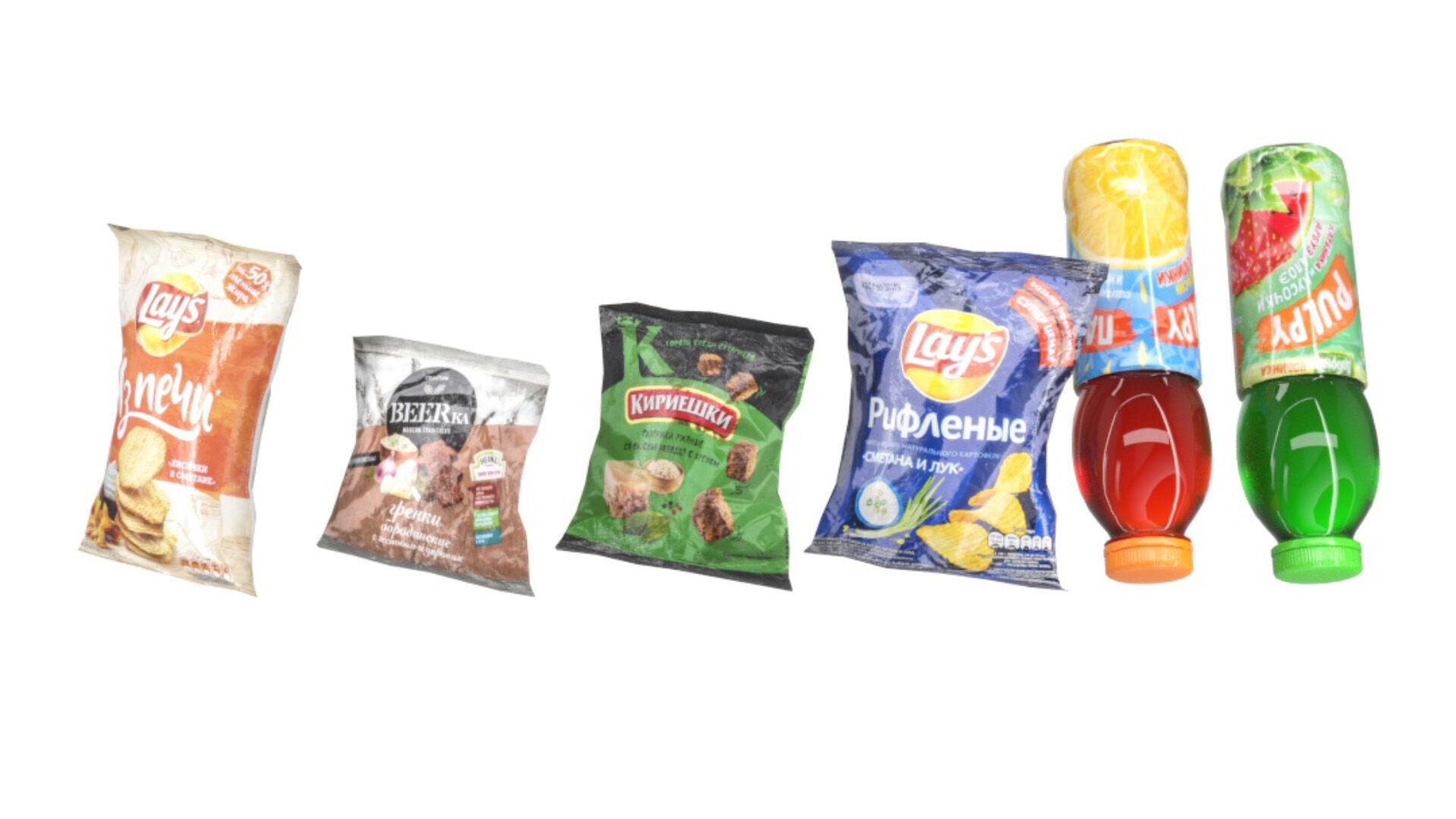 Set of drinks and snacks and chocolate bars Low-poly 3D model_23