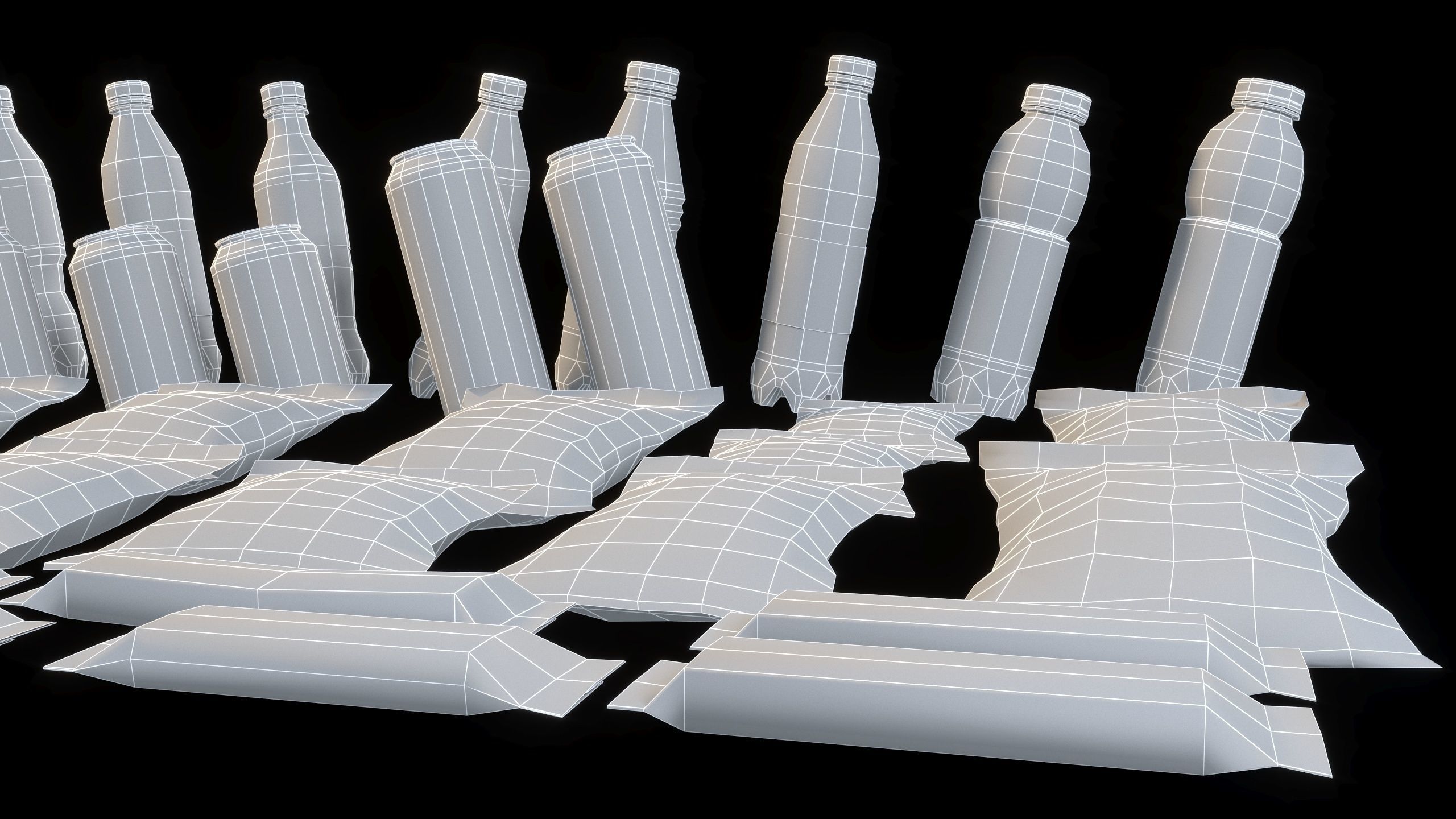 Set of drinks and snacks and chocolate bars Low-poly 3D model_20