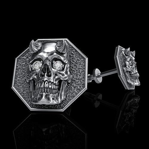 skull earrings studs 3D print model