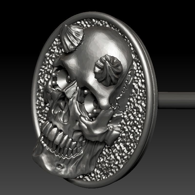 skull earrings studs 3D print model_20