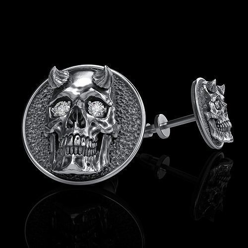 skull earrings studs 3D print model