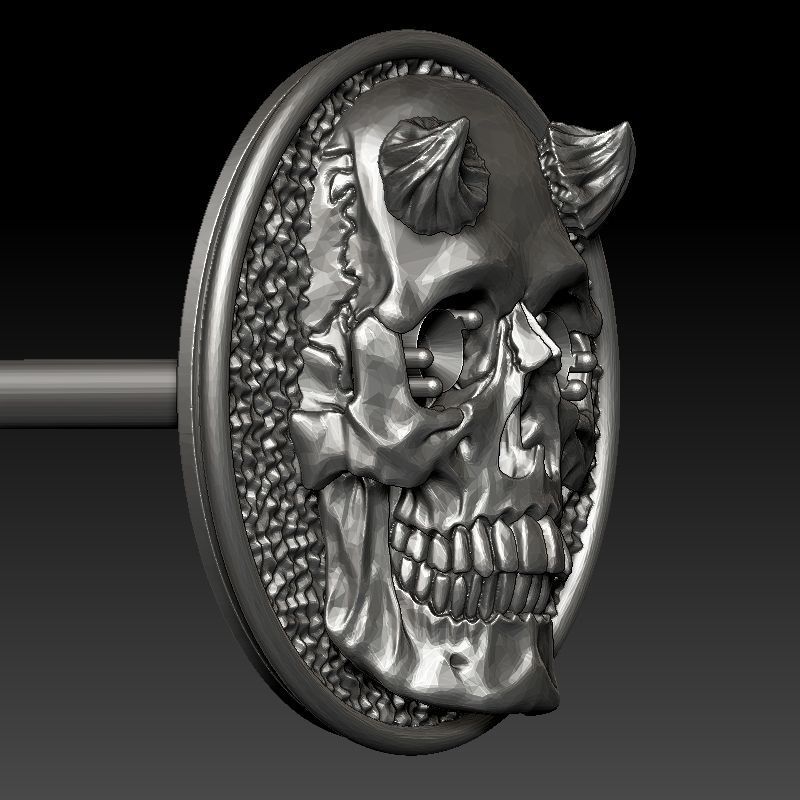 skull earrings studs 3D print model_8