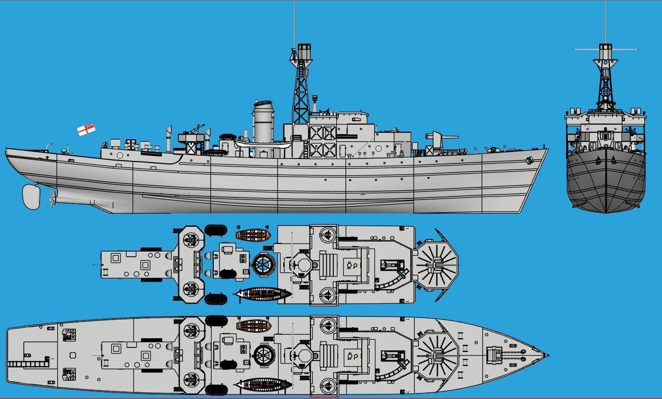 1 48 Castle Class Corvette RC Model Ship 3D print model_4