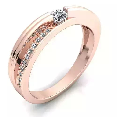 BAND 5 diamond engagement ring gold 3D print model