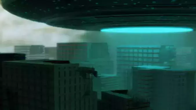 City Attacked By Aliens Scene Blender Free low-poly 3D model