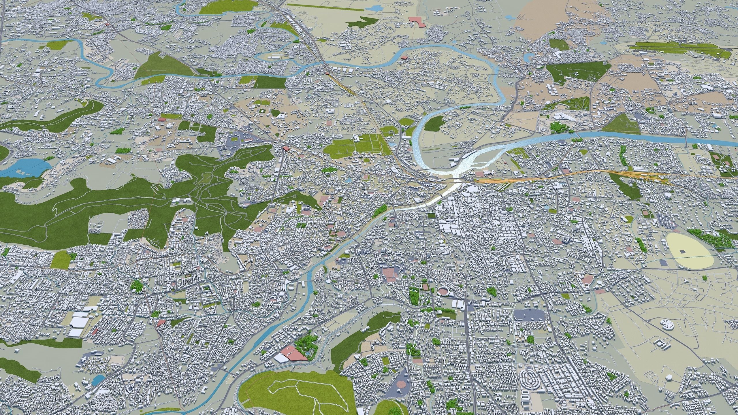 Pune India 50km Low-poly 3D model_4