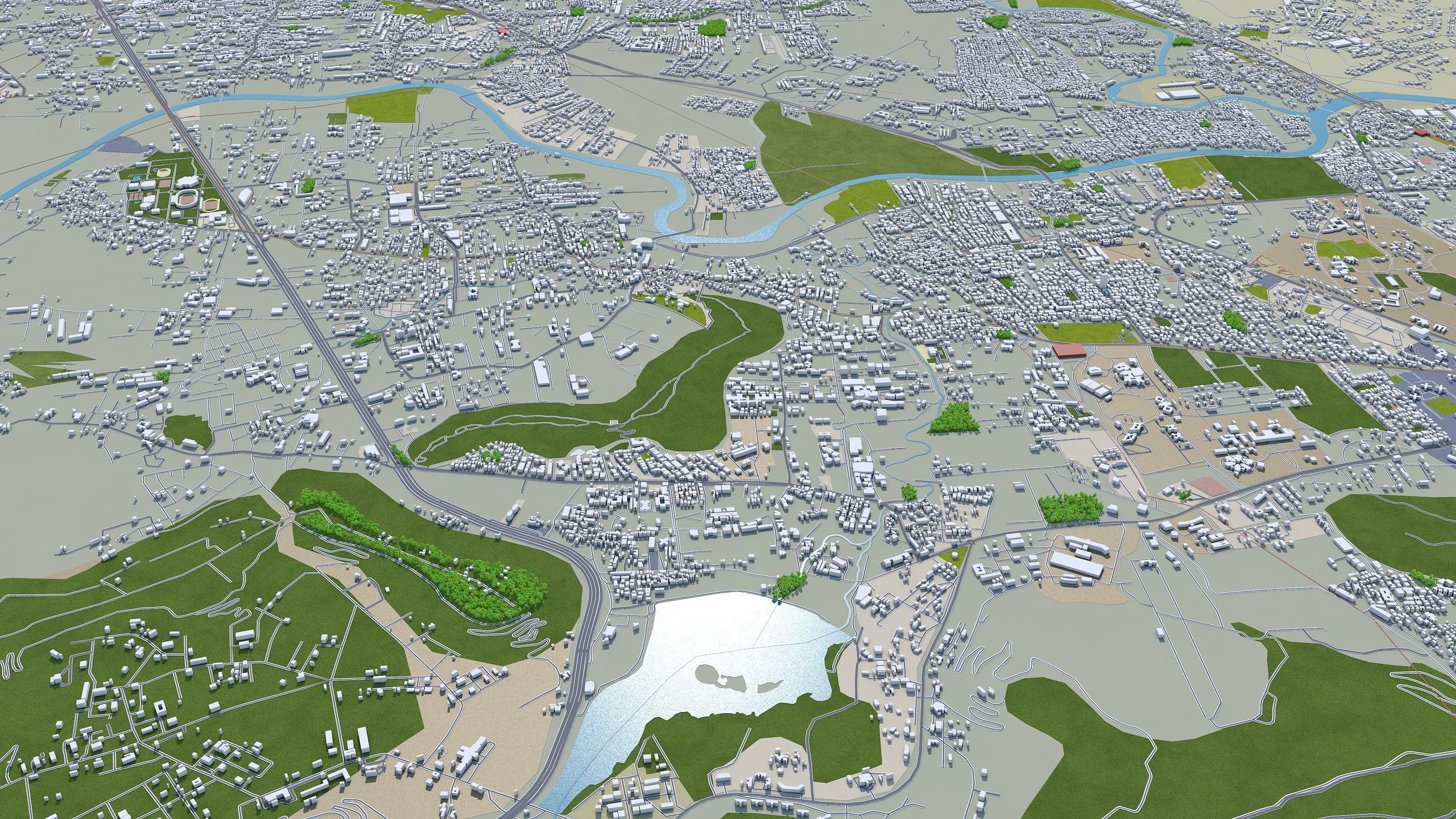 Pune India 50km Low-poly 3D model_7