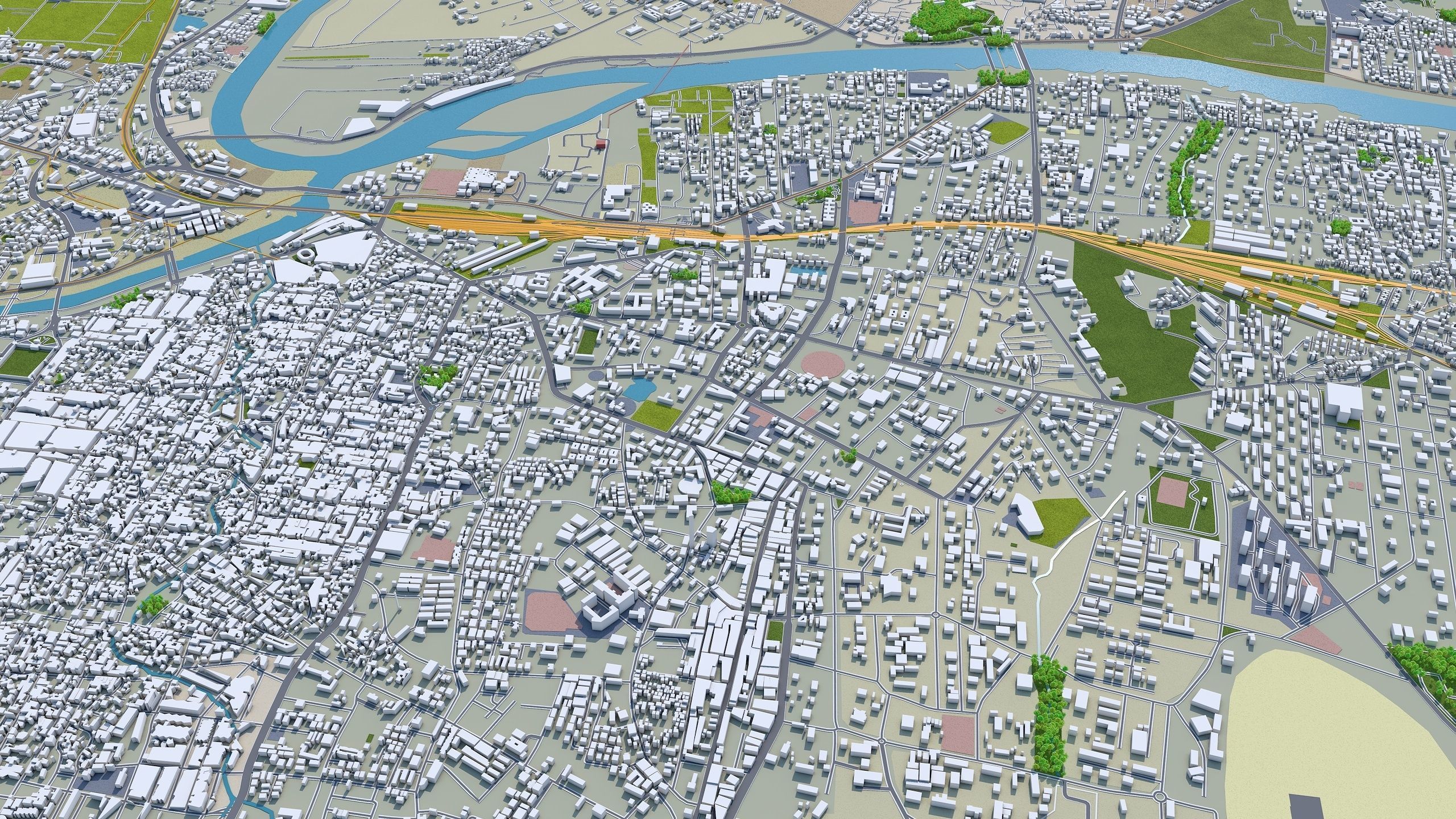 Pune India 50km Low-poly 3D model_9