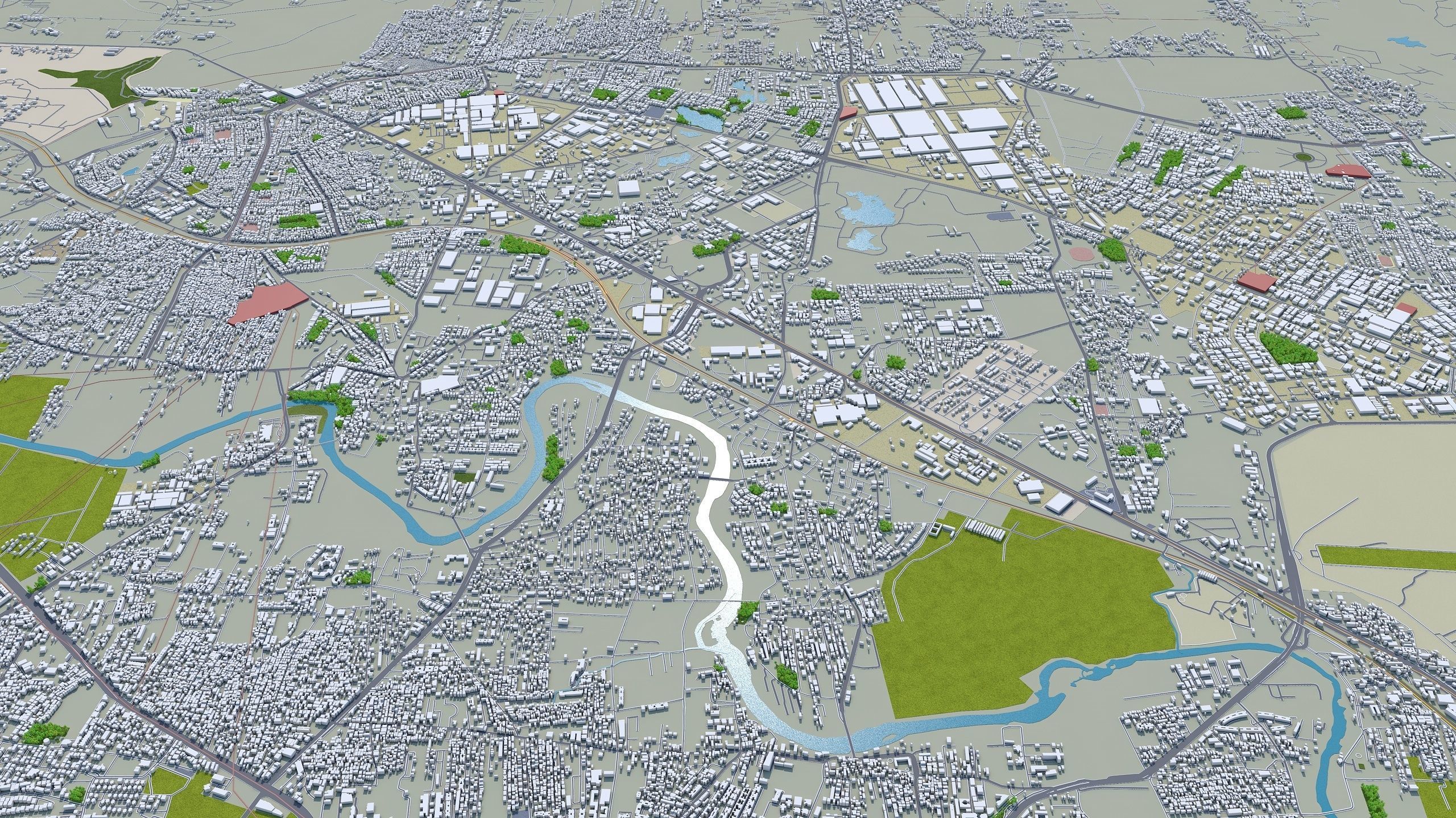 Pune India 50km Low-poly 3D model_8