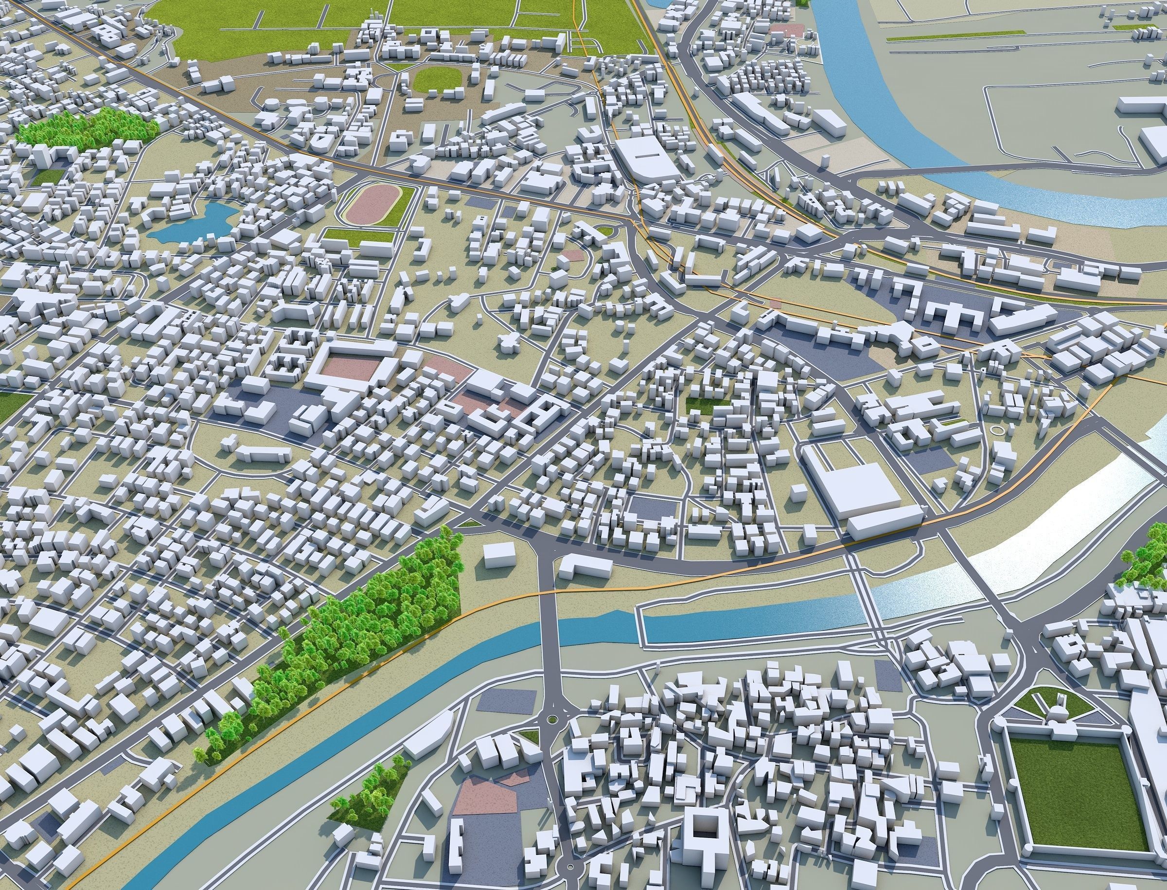 Pune India 50km Low-poly 3D model_1