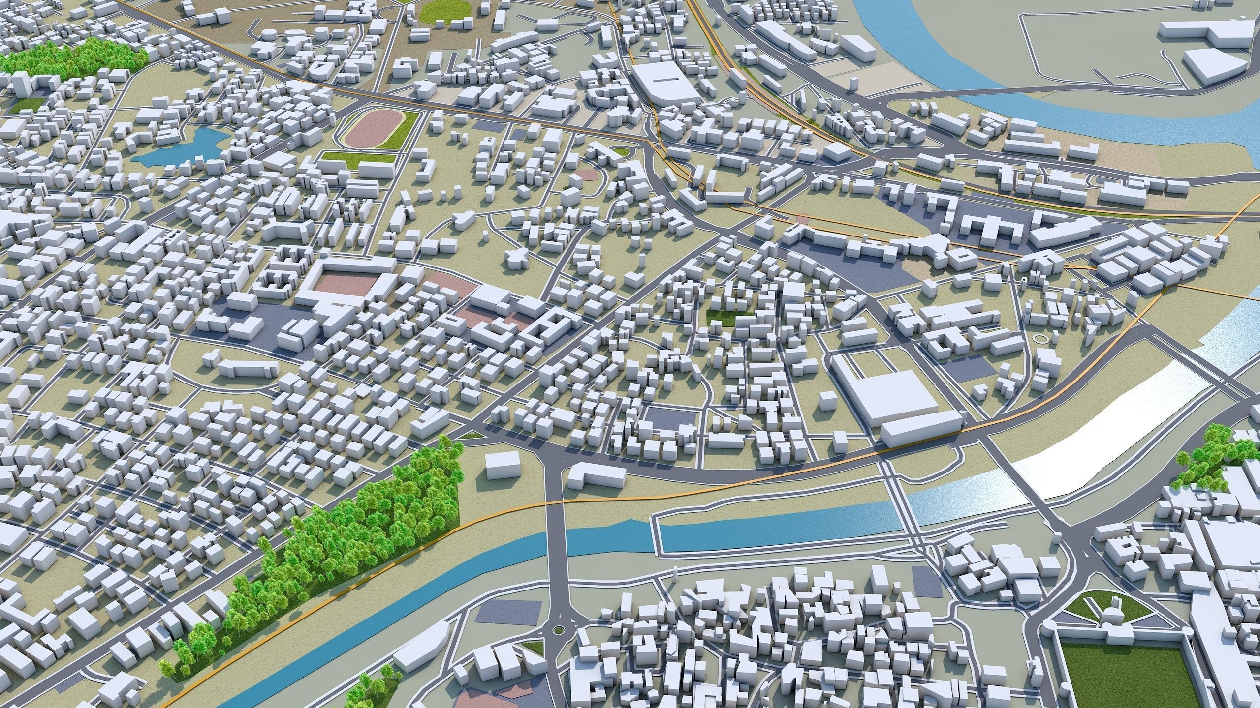 Pune India 50km Low-poly 3D model_2