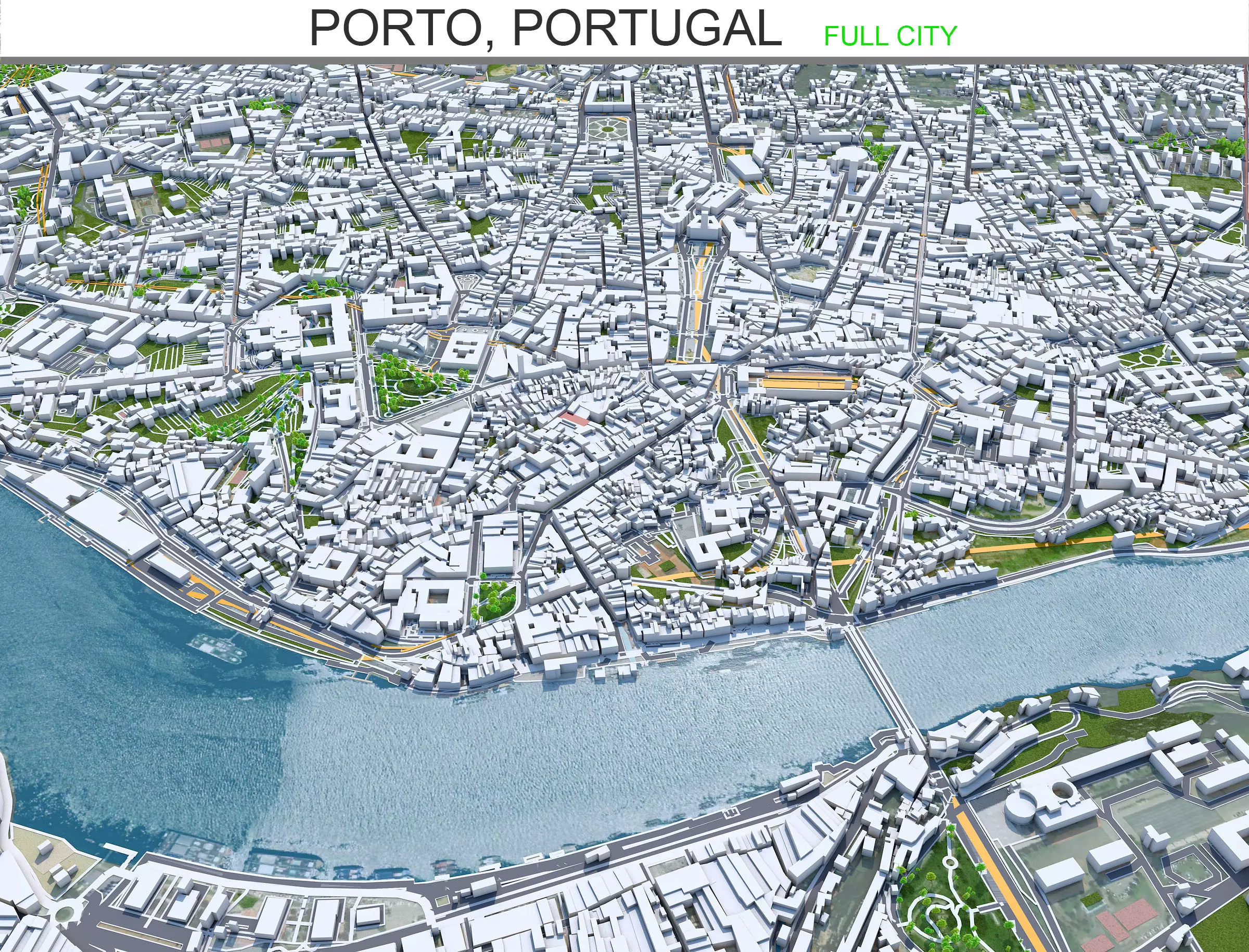 Porto City Portugal Low-poly 3D model