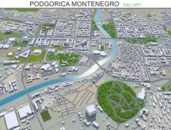 Podgorica Montenegro 30km Low-poly 3D model
