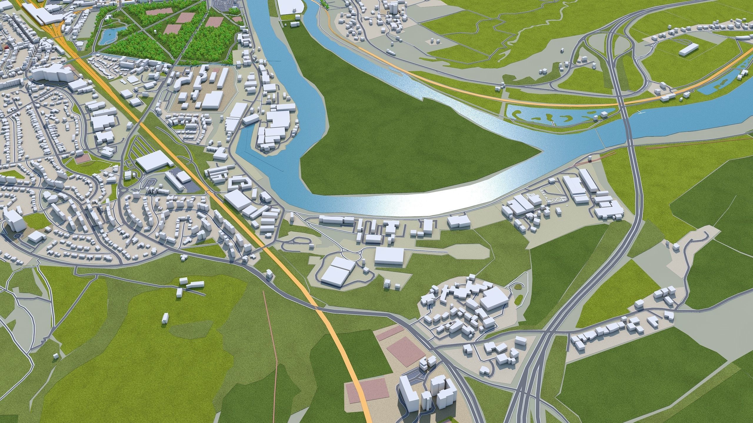 Perth City United Kingdom 20km Low-poly 3D model_5