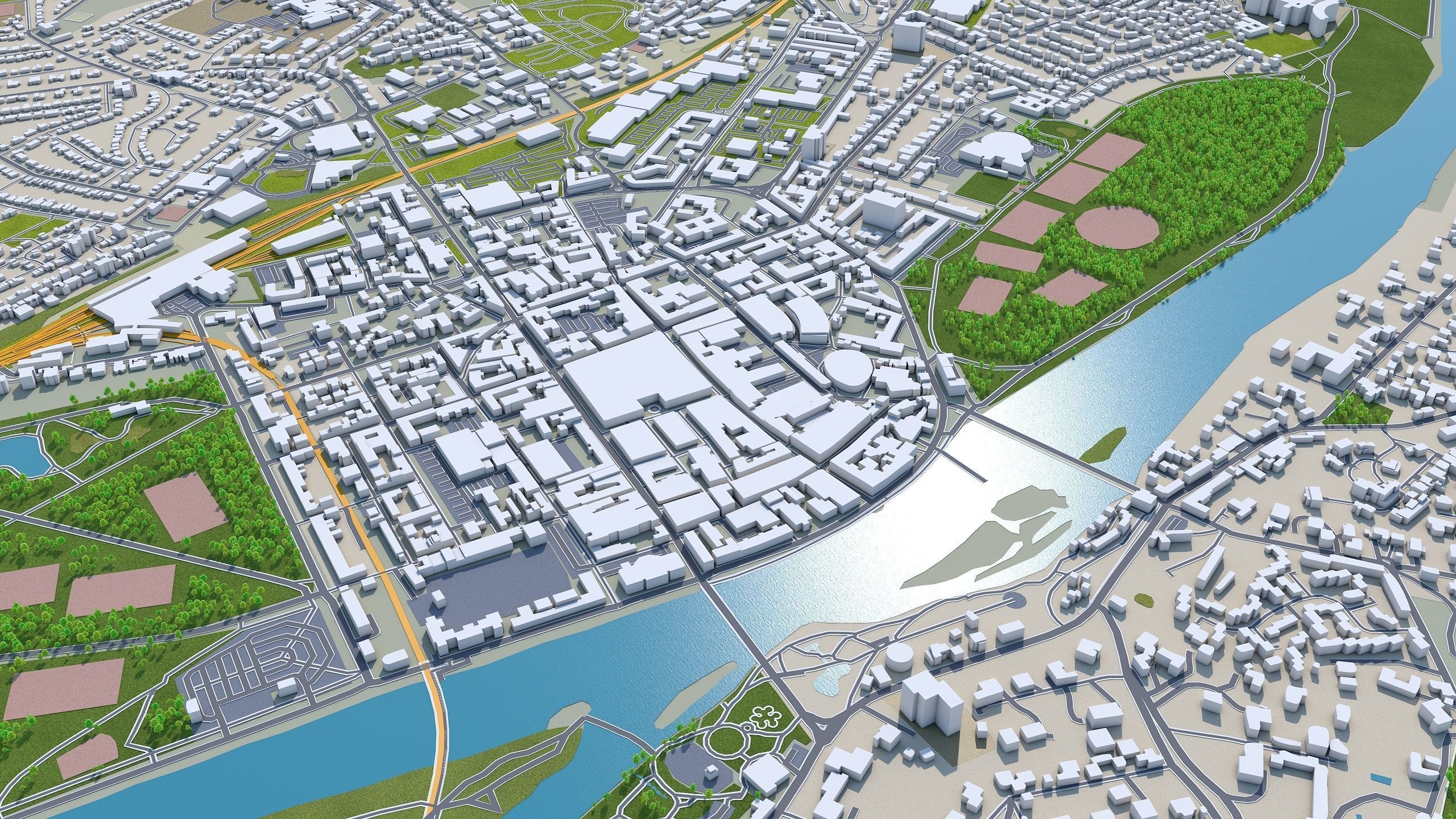 Perth City United Kingdom 20km Low-poly 3D model_8