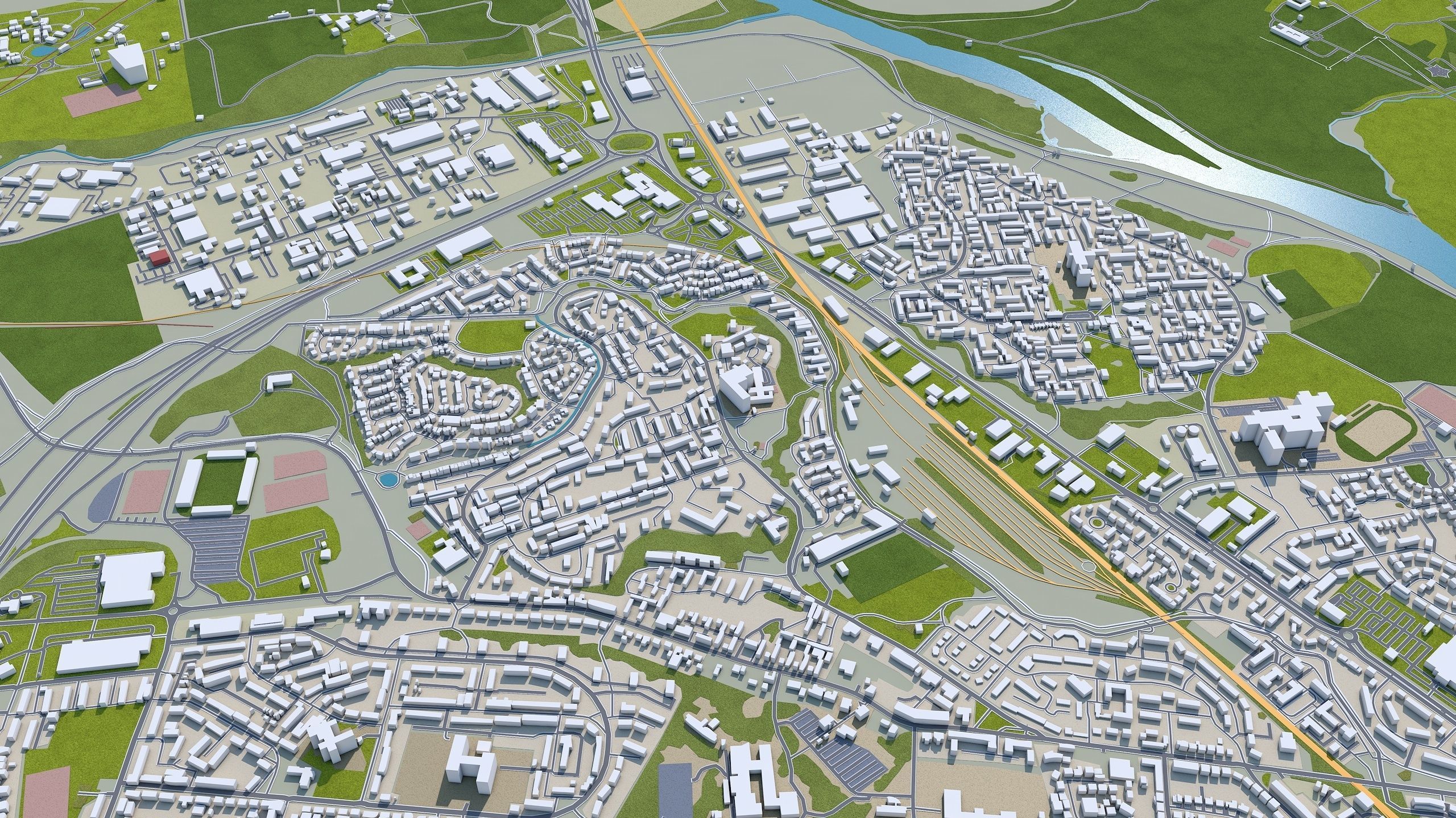 Perth City United Kingdom 20km Low-poly 3D model_6