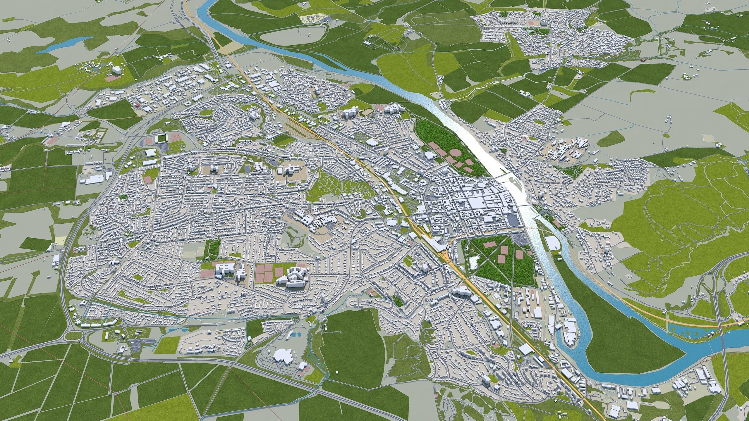 Perth City United Kingdom 20km Low-poly 3D model_4