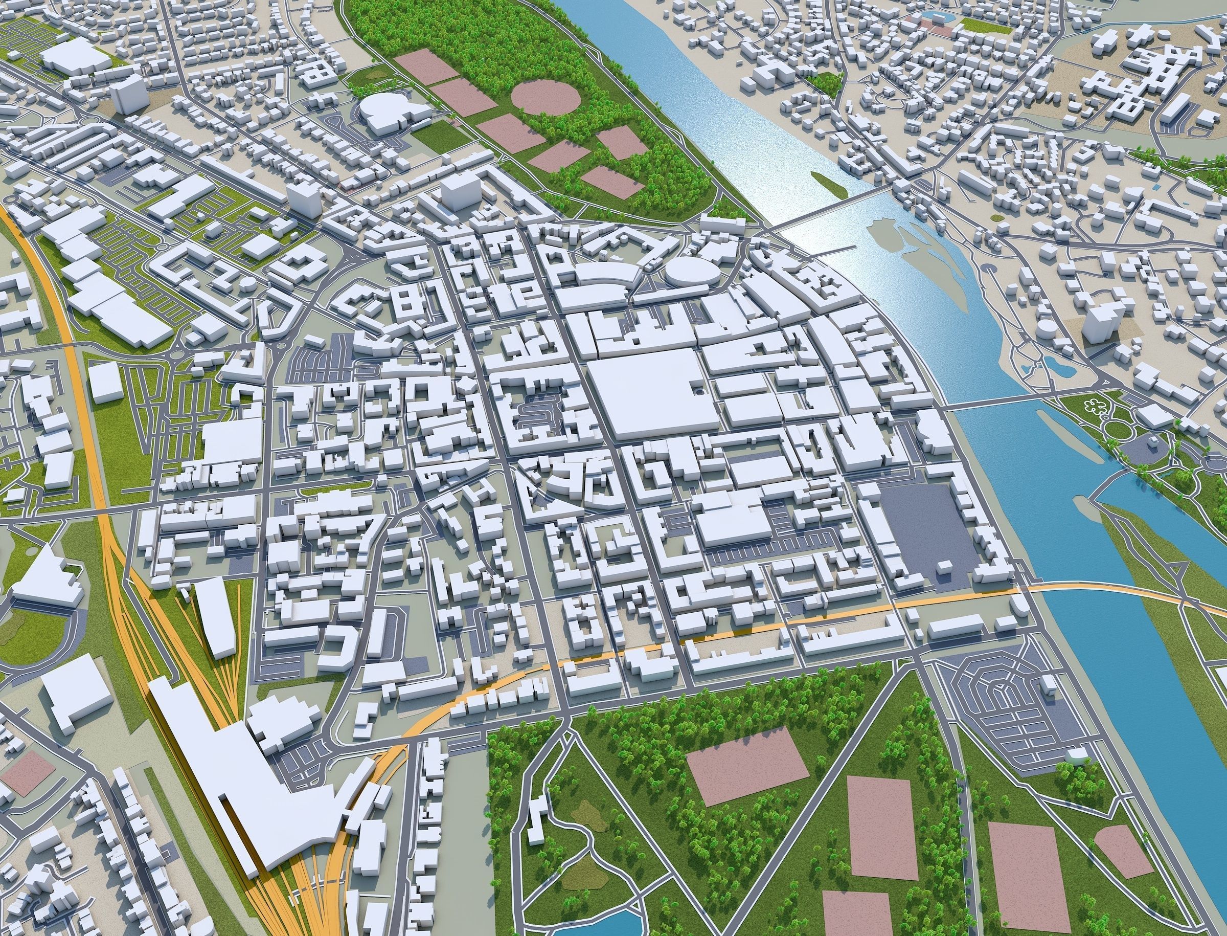 Perth City United Kingdom 20km Low-poly 3D model_1
