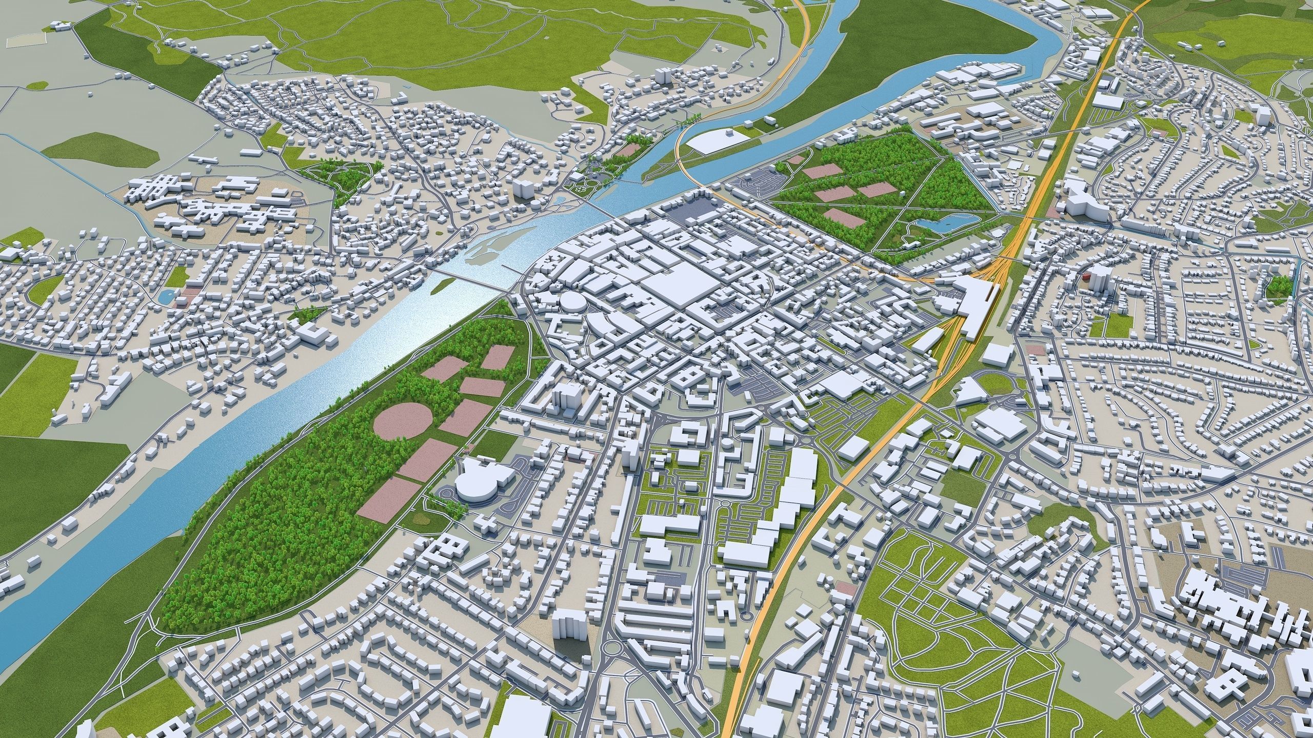 Perth City United Kingdom 20km Low-poly 3D model_9