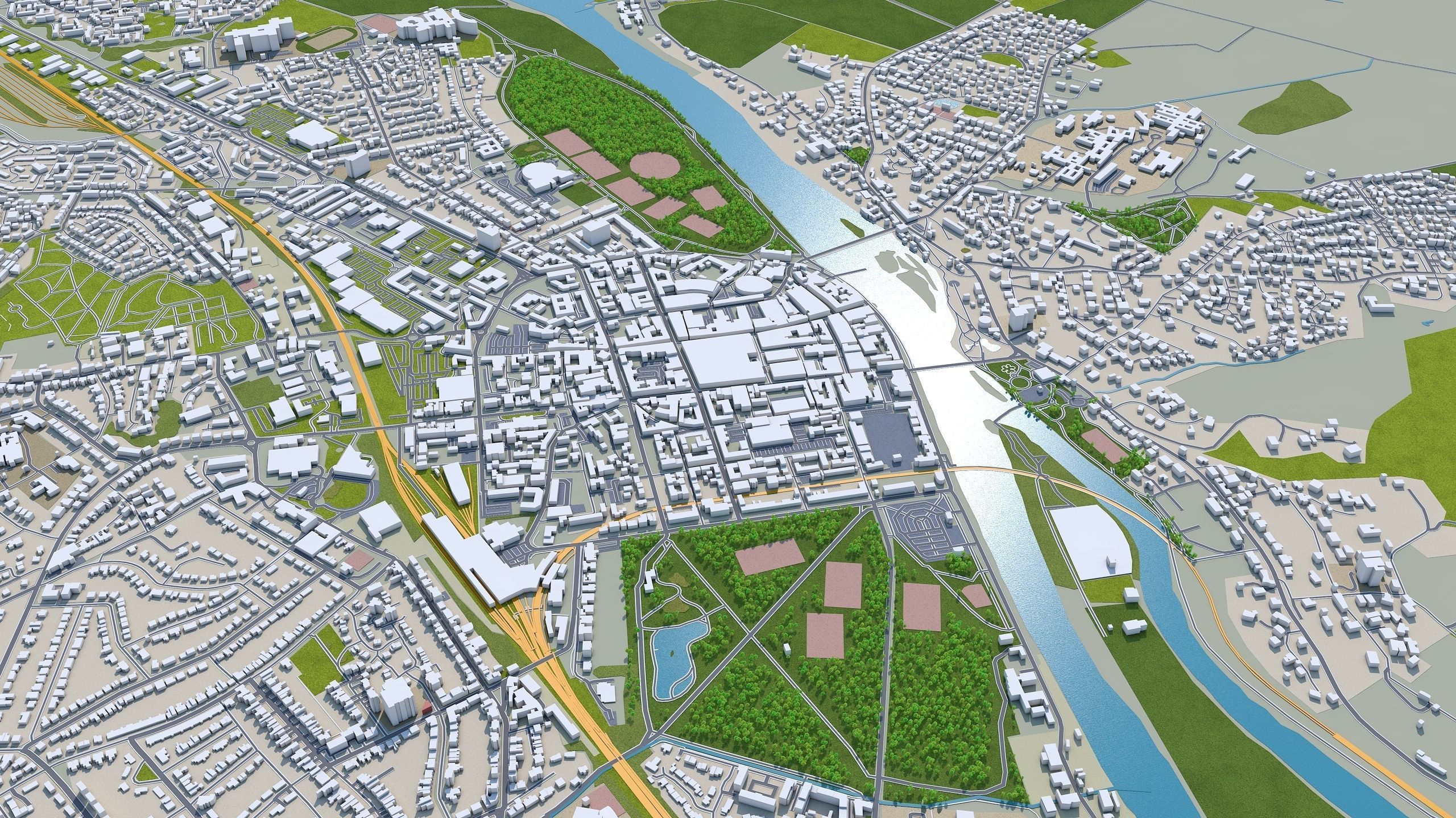 Perth City United Kingdom 20km Low-poly 3D model_3